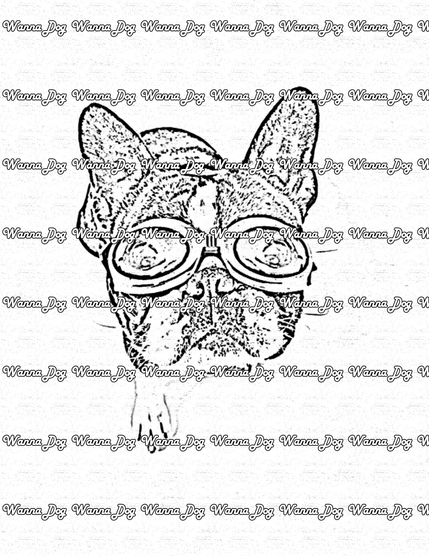 Boston Terrier Coloring Page of a Boston Terrier swimming goggles