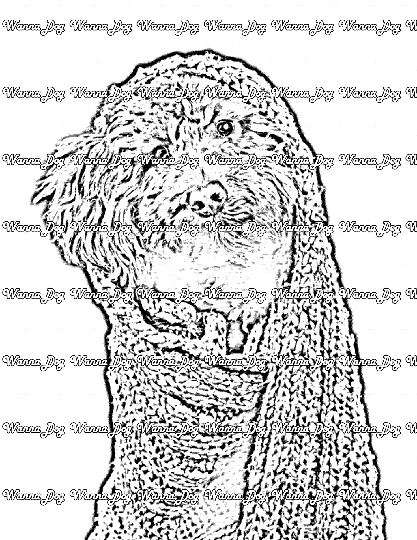 Cockapoo Coloring Page of a Cockapoo with a blanket