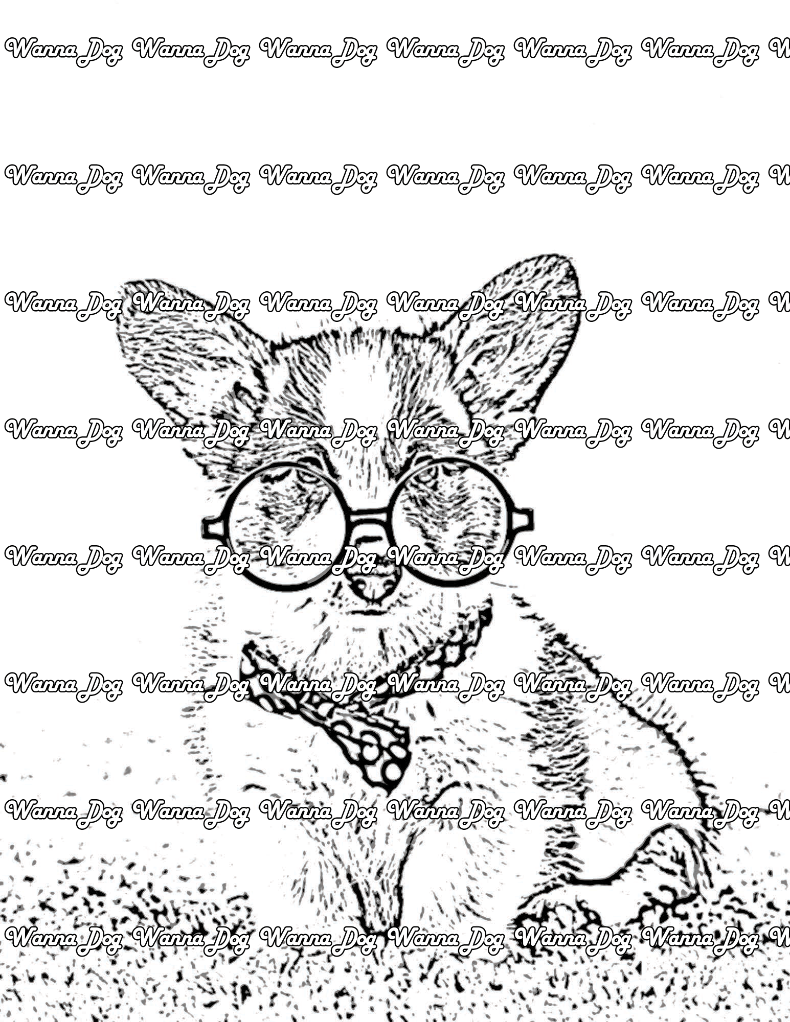 Corgi Coloring Page of a Corgi with glasses
