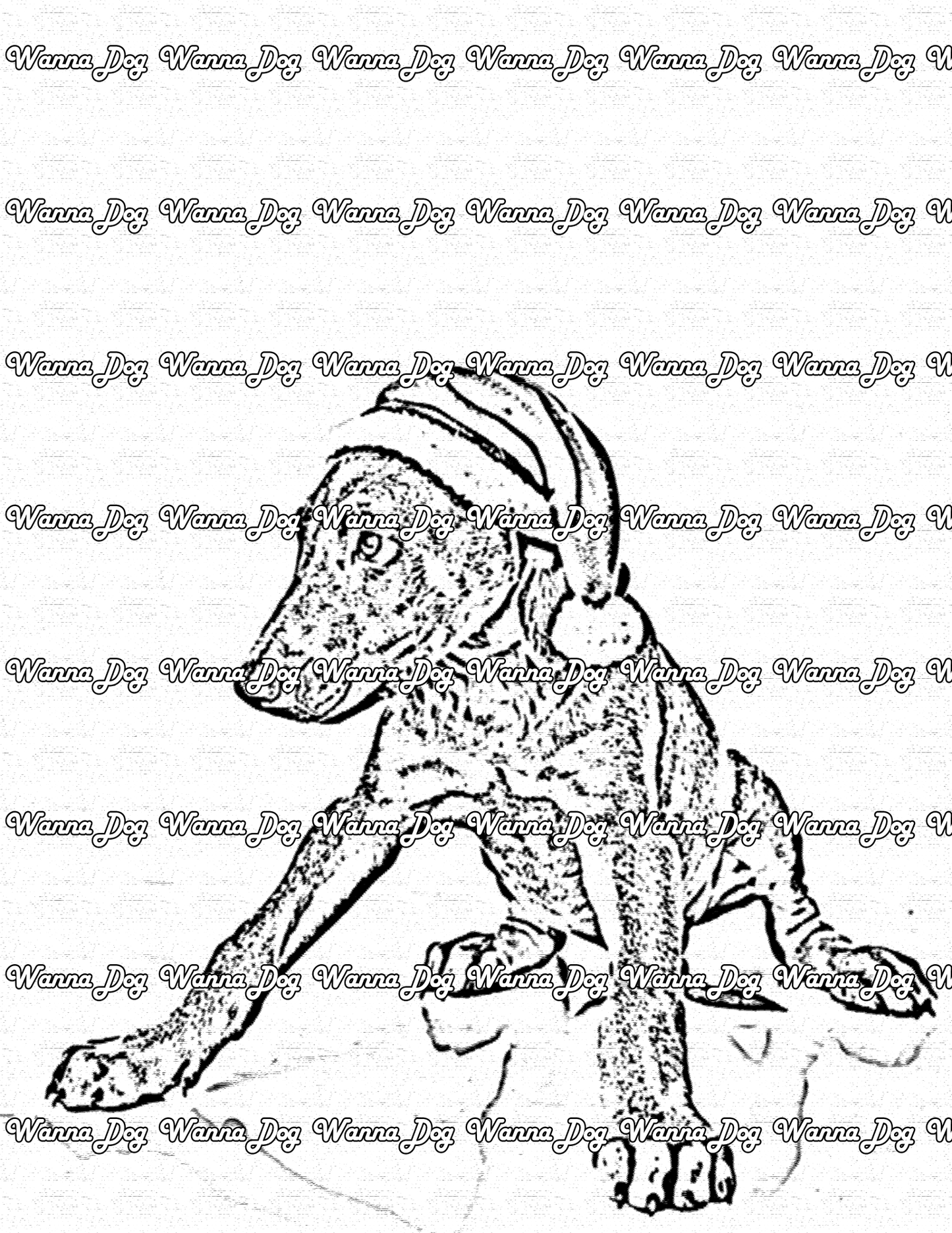 Christmas Dachshund Puppy Coloring Page of a Christmas Doberman Puppy in a santa hat