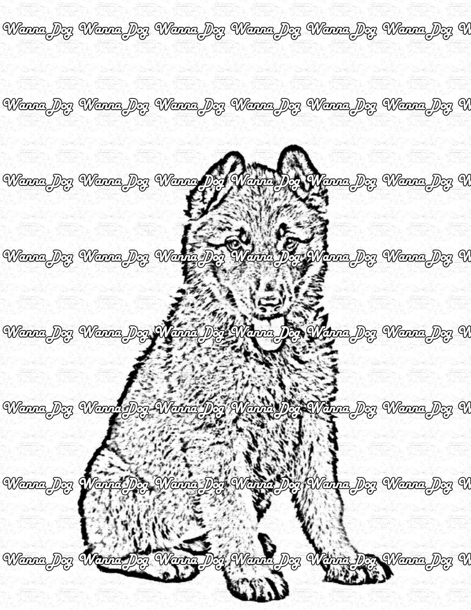 German Shepherd Puppy Coloring Pages of a German Shepherd Puppy sitting down with their tongue out