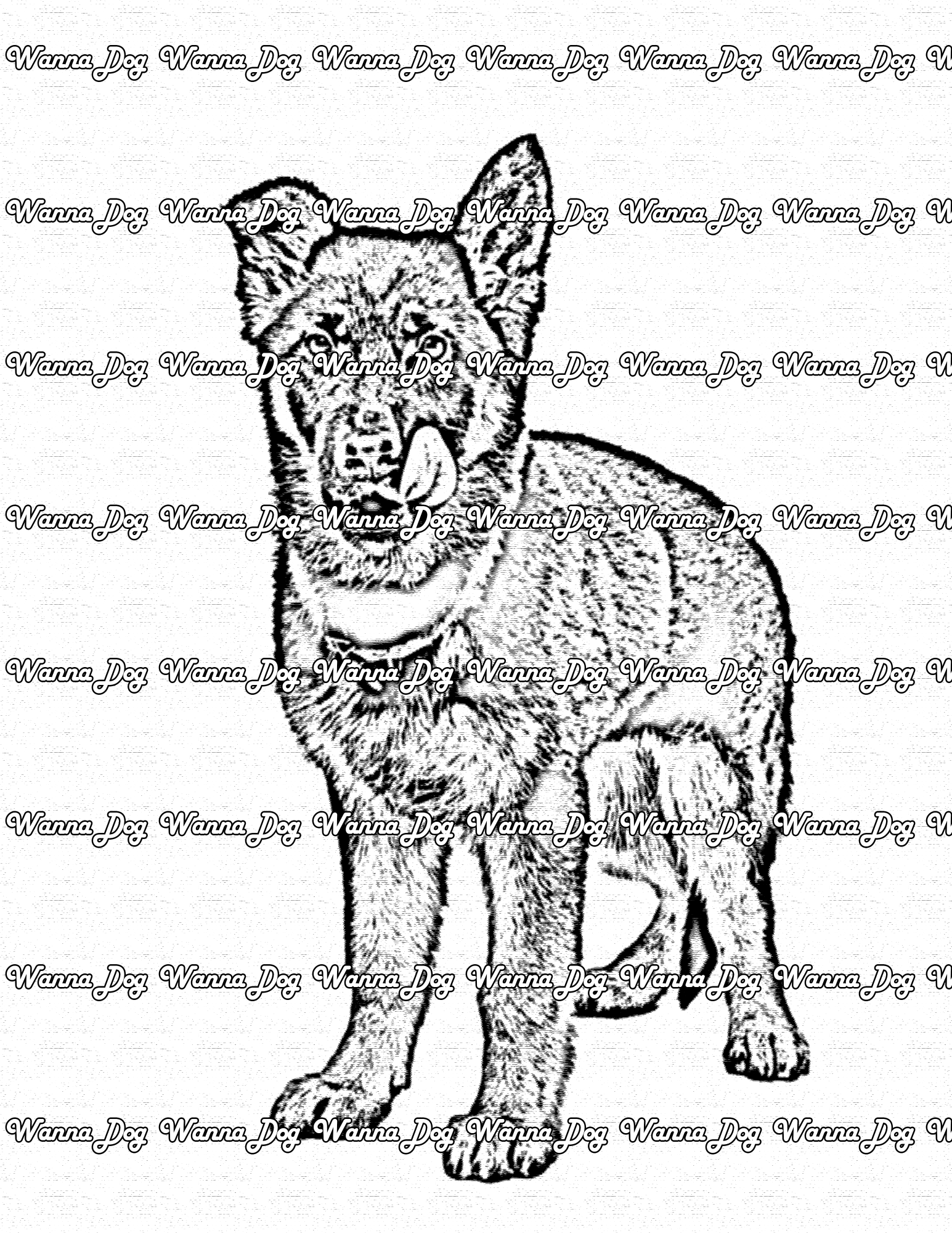 German Shepherd Puppy Coloring Pages of a German Shepherd Puppy standing and licking their nose