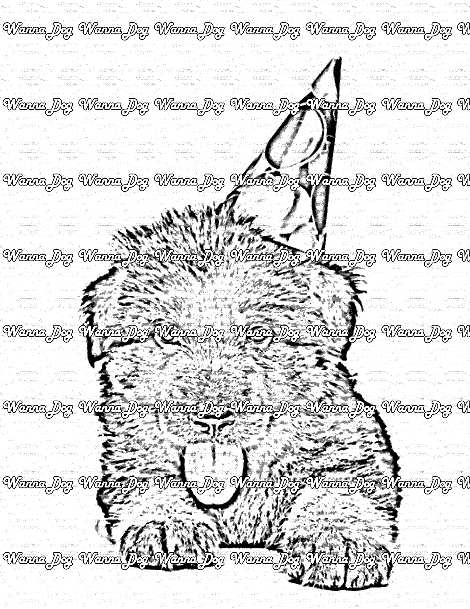 German Shepherd Puppy Coloring Pages of a German Shepherd Puppy wearing a birthday hat