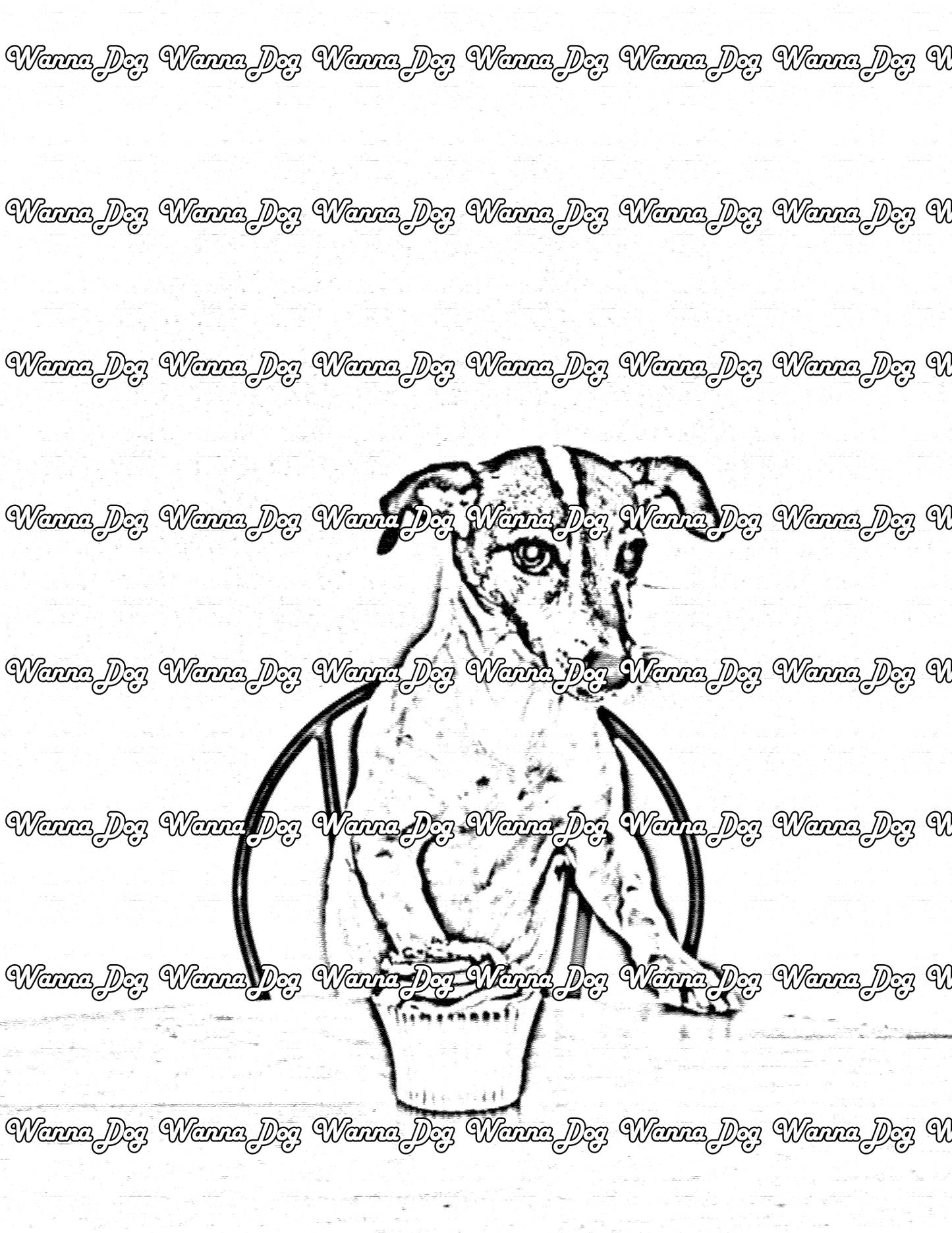 Jack Russell Terrier Coloring Page of a Jack Russell Terrier with a cupcake
