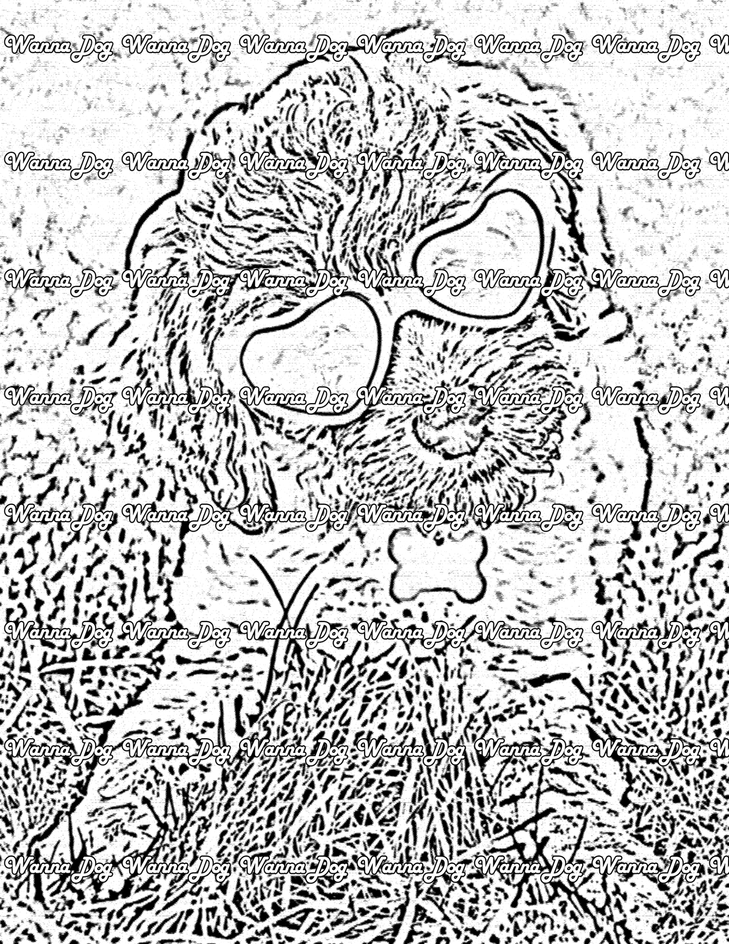 Labradoodle Coloring Page of a Labradoodle wearing sunglasses