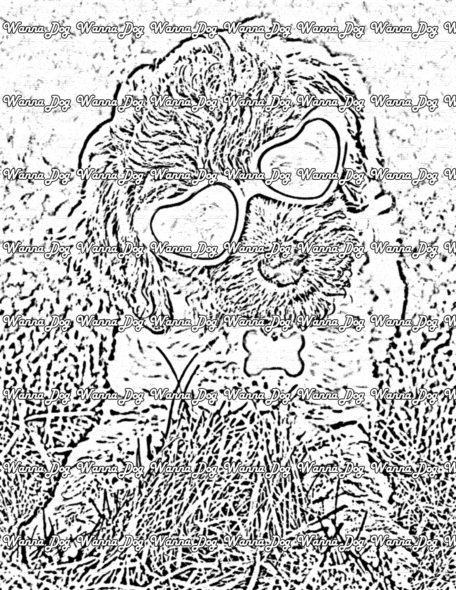 Labradoodle Coloring Page of a Labradoodle wearing sunglasses
