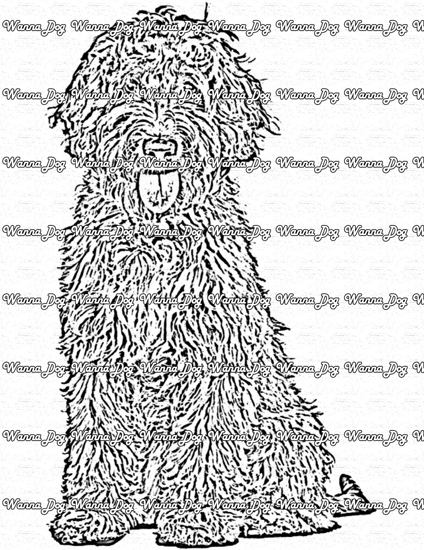Labradoodle Coloring Page of a Labradoodle sitting with their tongue out