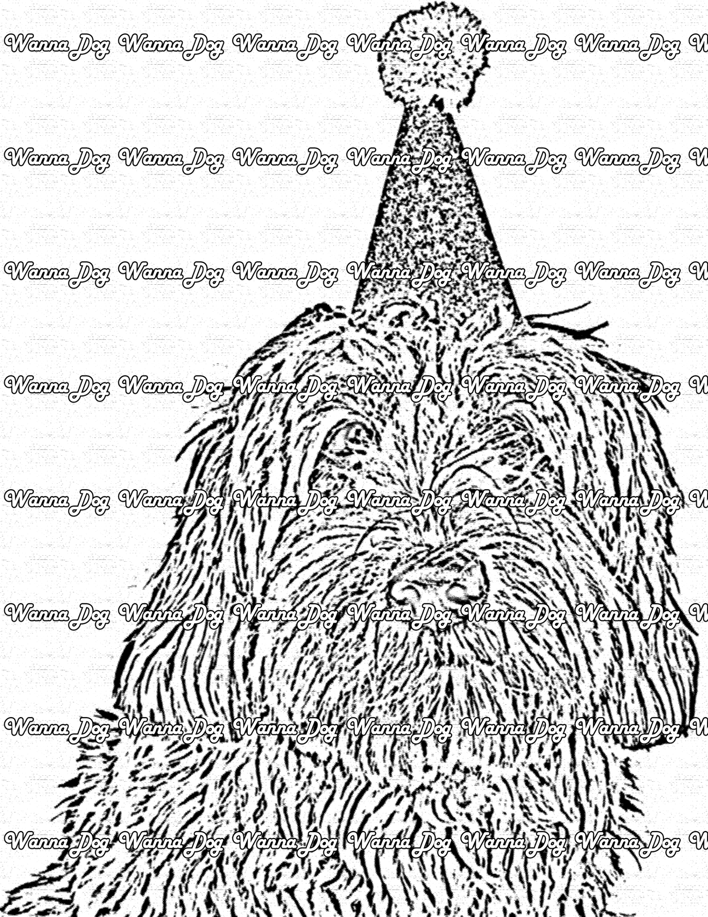 Labradoodle Coloring Page of a Labradoodle with a hat