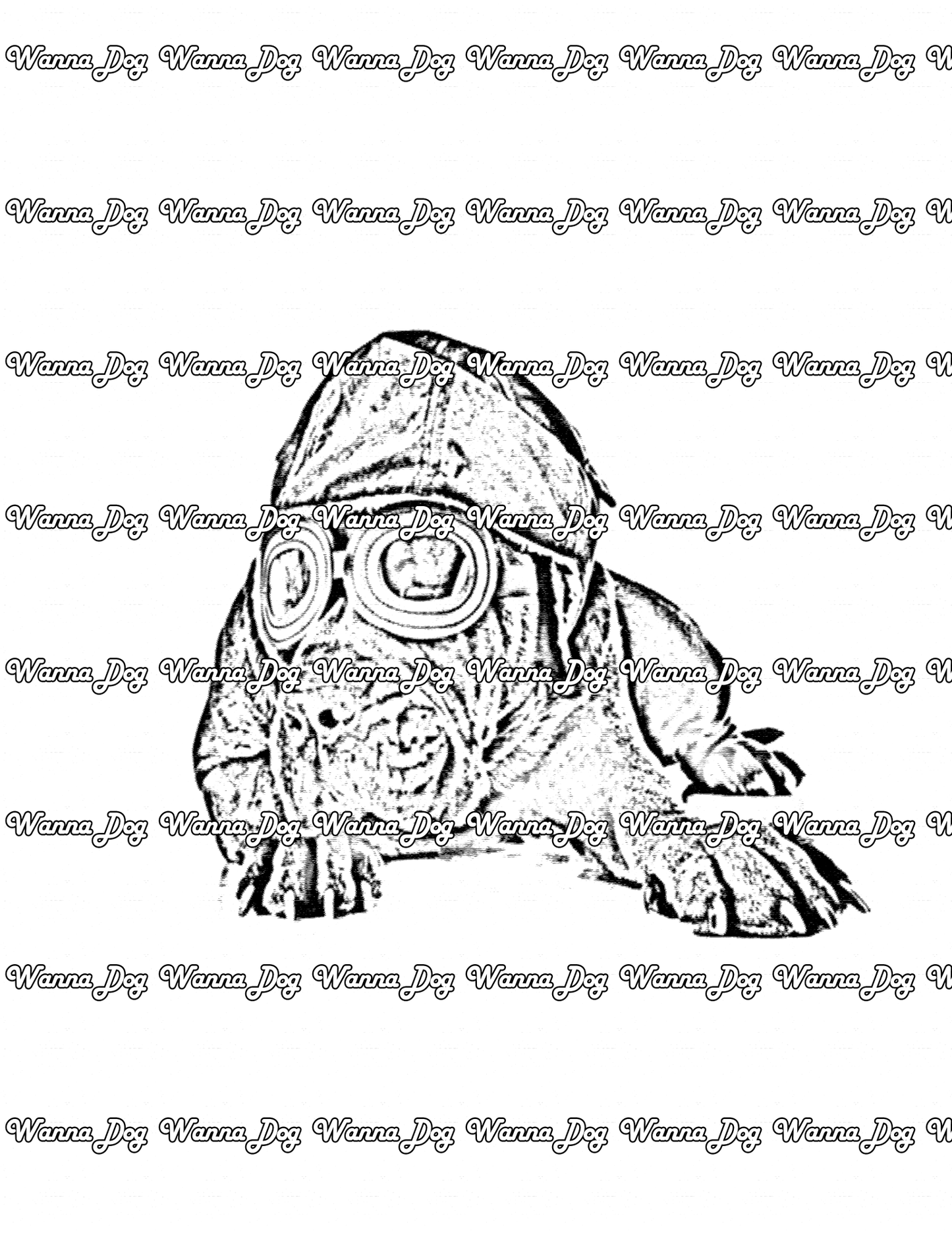 Mastiff Coloring Page of a Mastiff wearing pilot gear