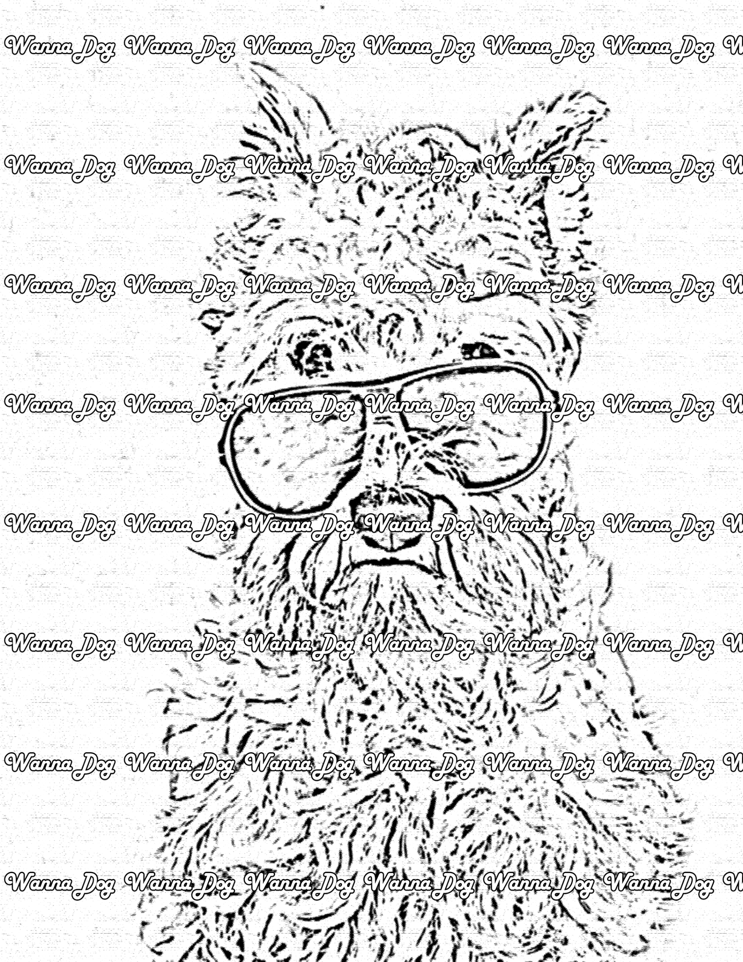 Schnauzer Coloring Page of a Schnauzer wearing glasses