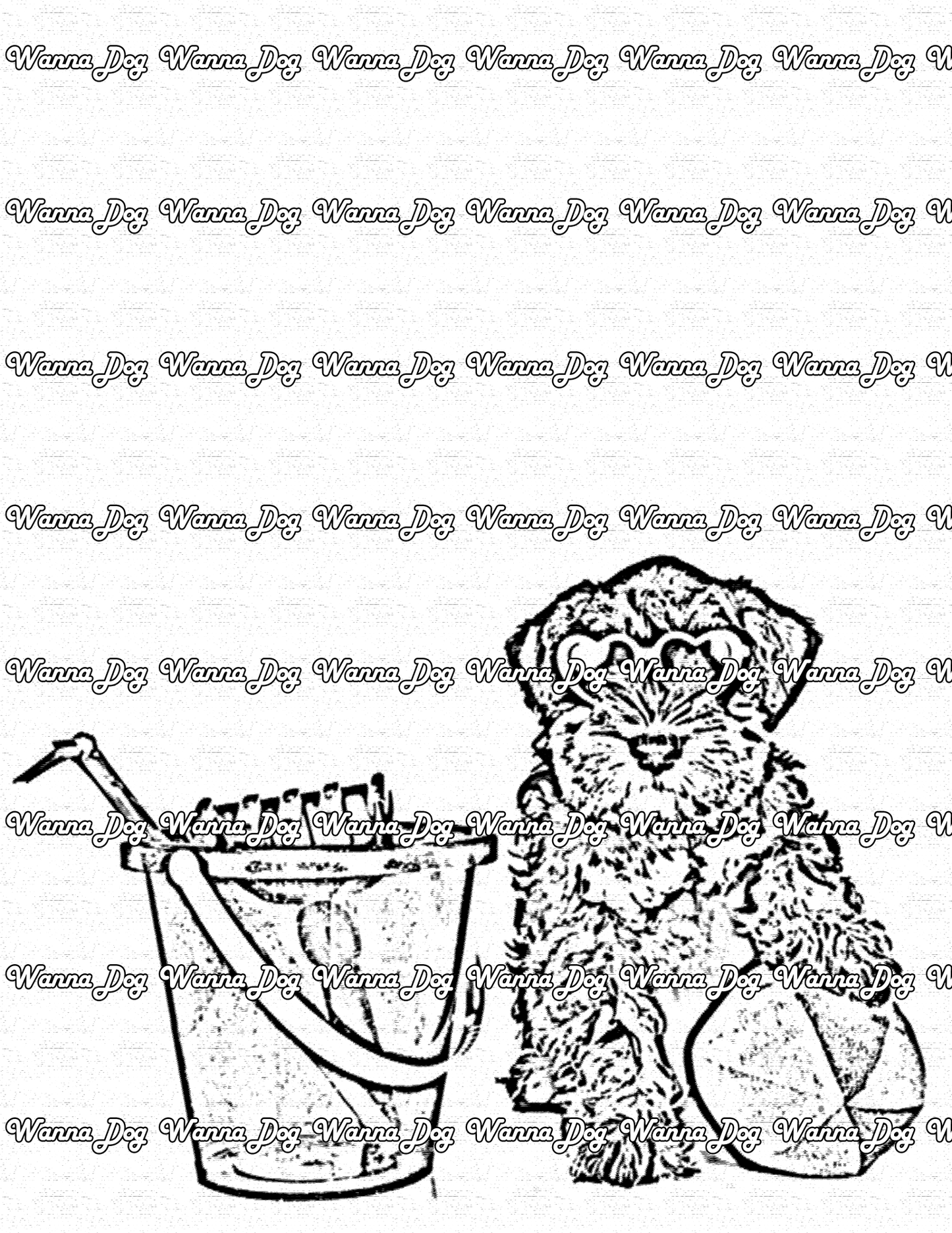 Schnauzer Coloring Page of a Schnauzer ready for the beach