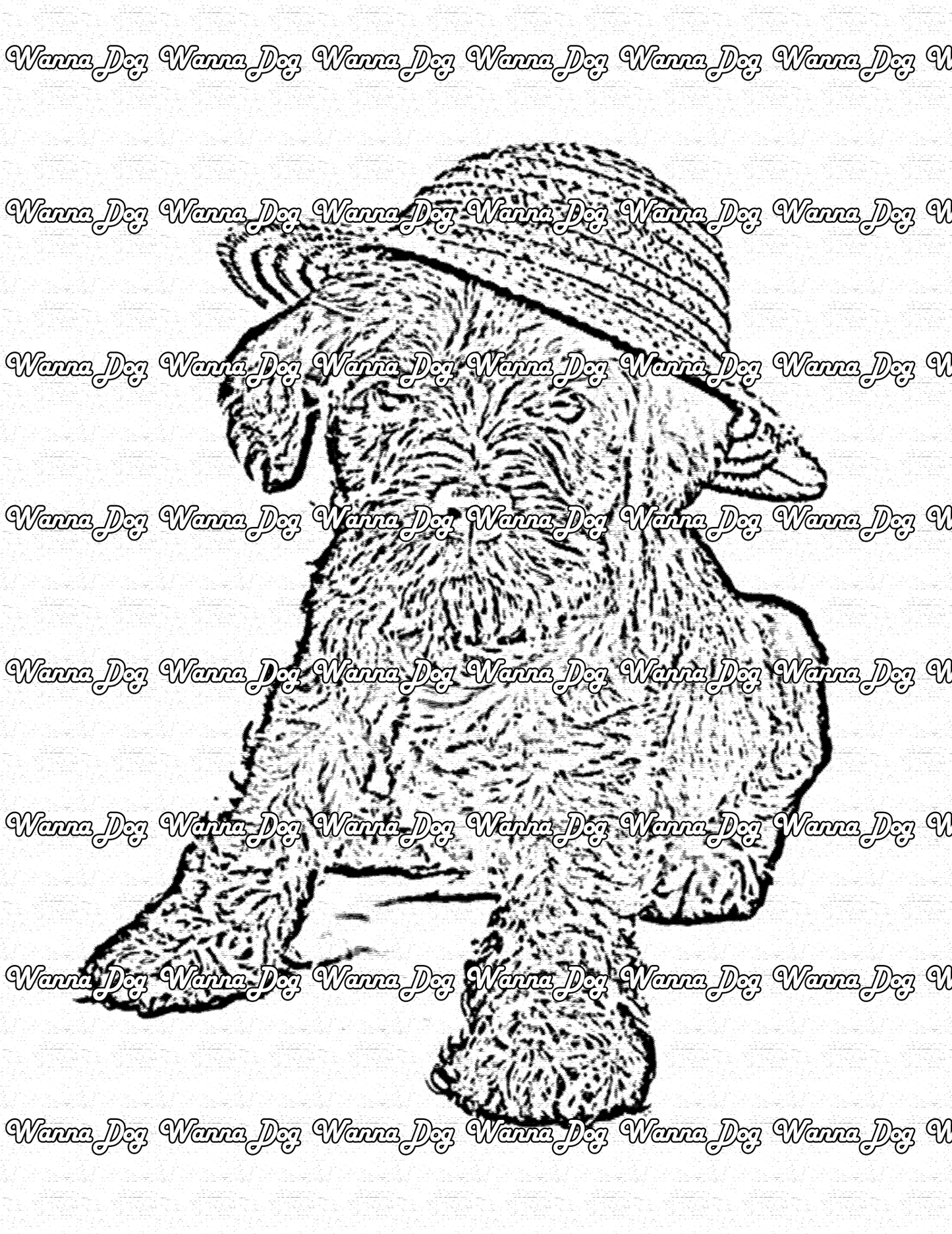 Schnauzer Coloring Page of a Schnauzer wearing a straw hat