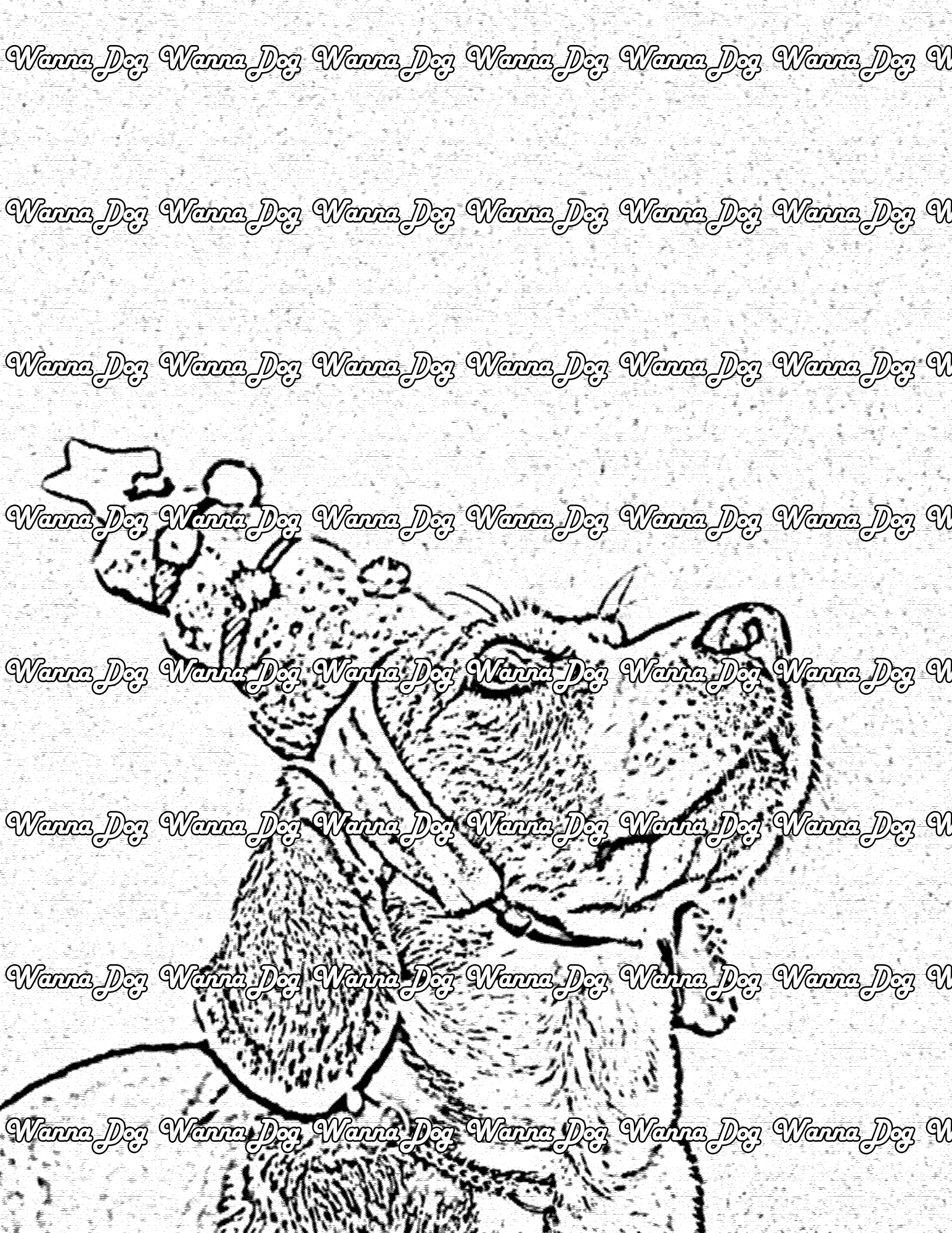 Beagle Coloring Page of a beagle with a Christmas hat