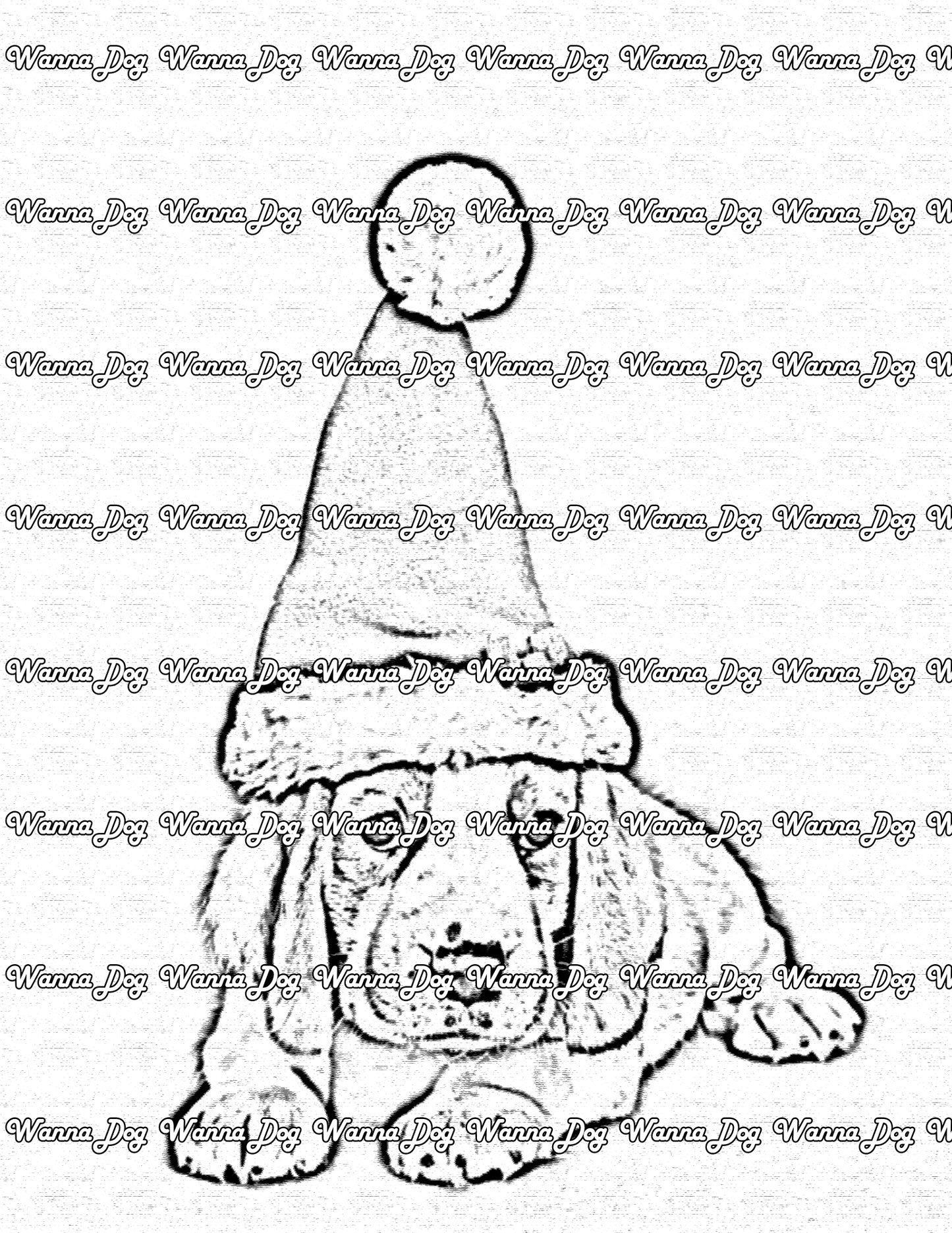 Beagle Puppy Coloring Page of a Beagle Puppy wearing a santa hat