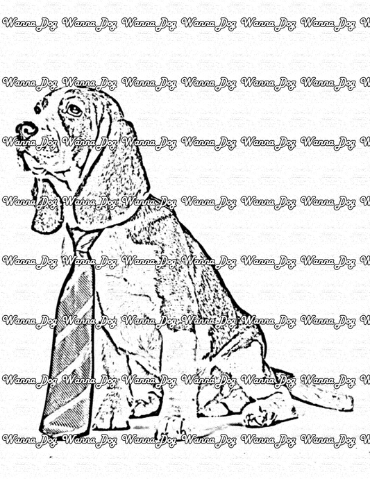 Beagle Coloring Page of a beagle wearing a tie