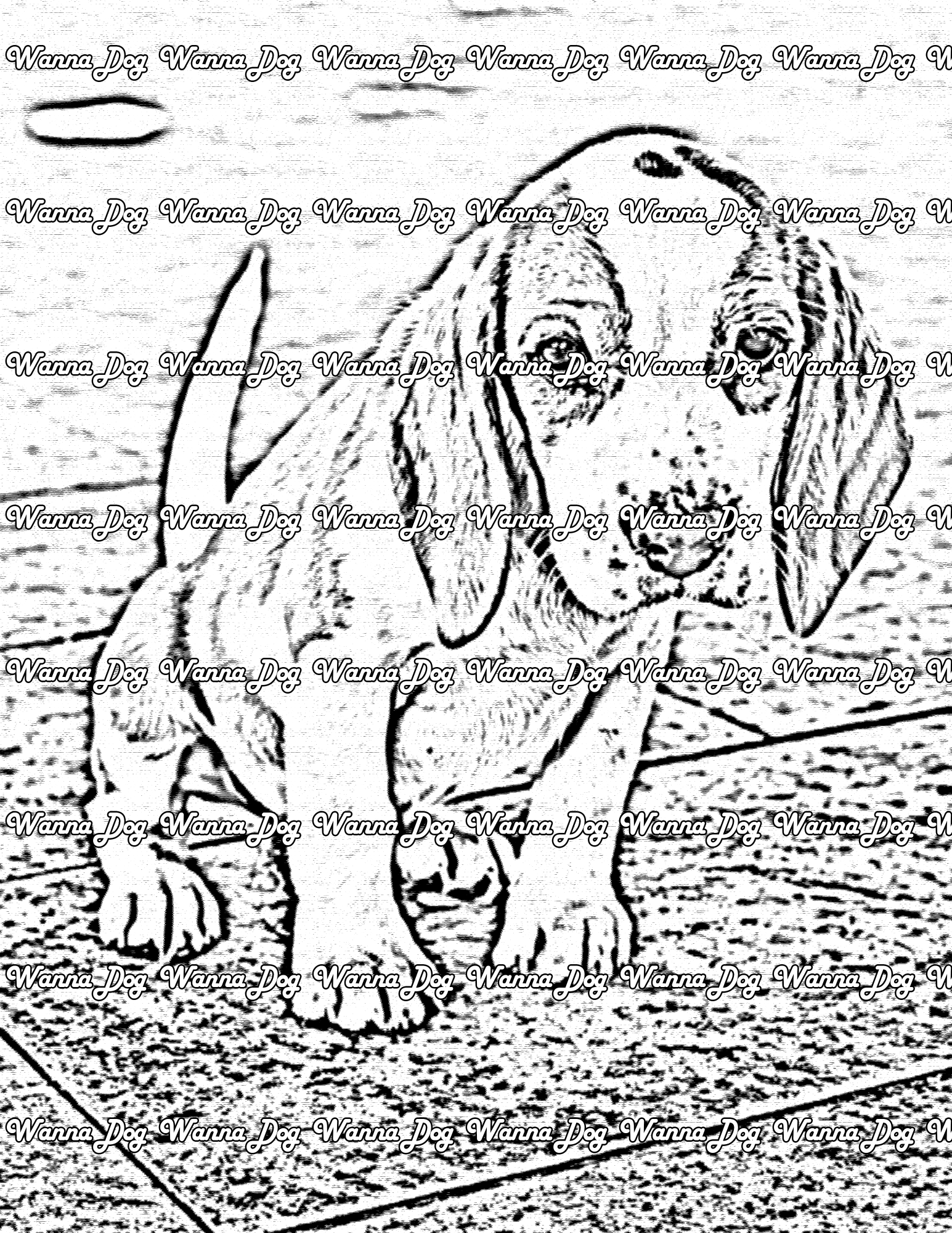 Beagle Puppy Coloring Page of a Beagle Puppy posing outside