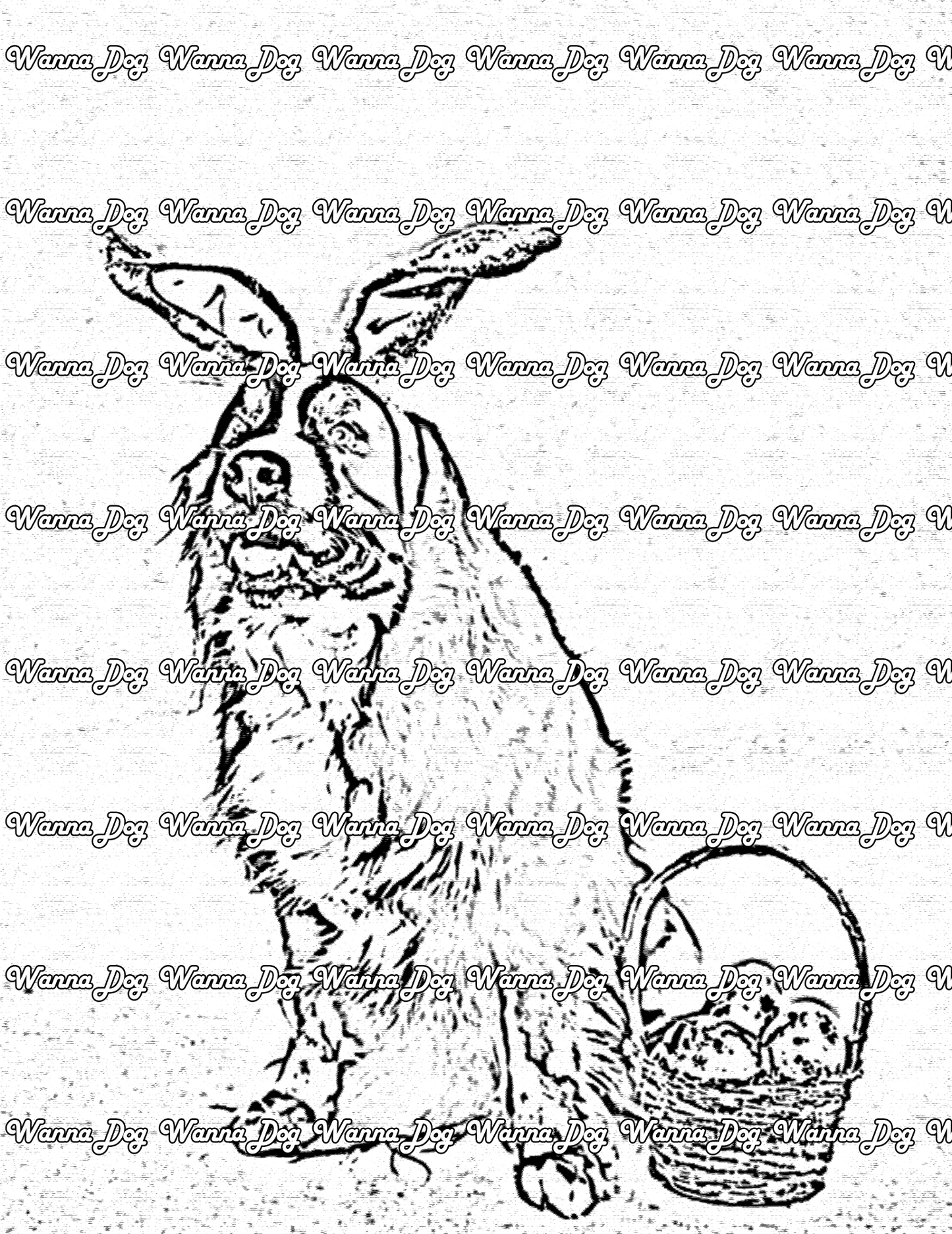 Bernese Mountain Dog Coloring Page of a Bernese Mountain Dog with bunny ears