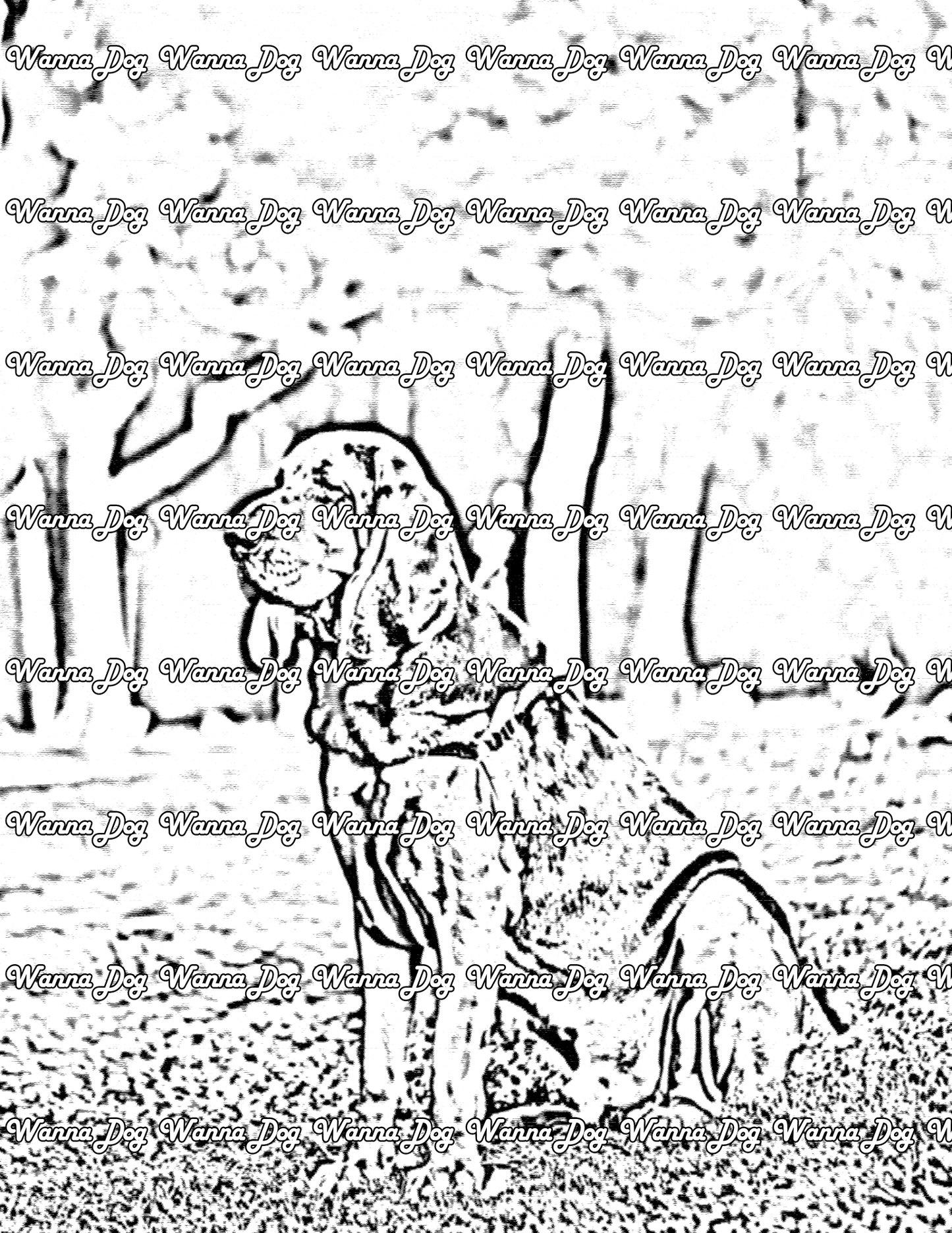 Bloodhound Coloring Page of a Bloodhound sitting in grass