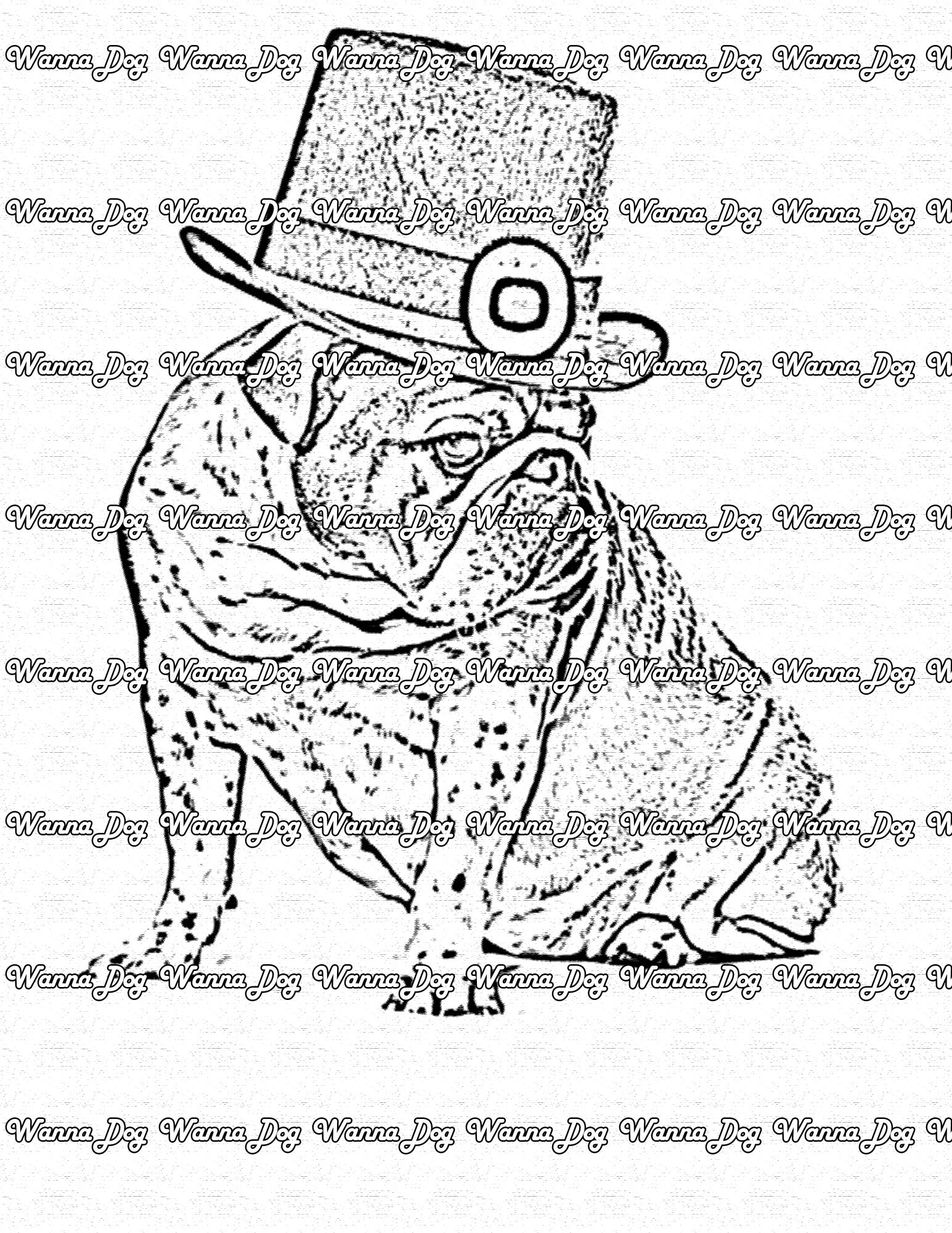 Bulldog Coloring Pages of a bulldog with a hat