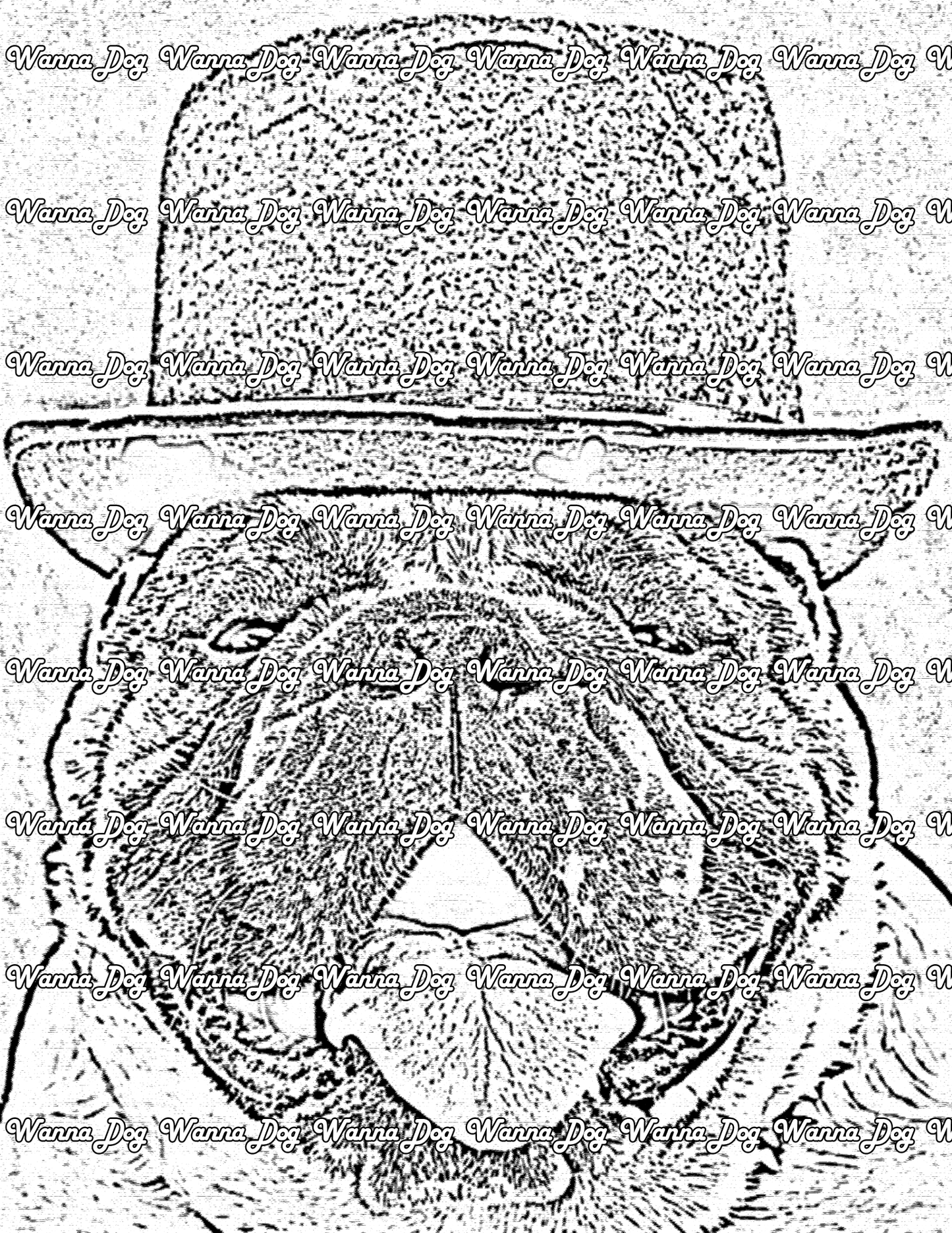 Bulldog Coloring Pages of a bulldog with a hat