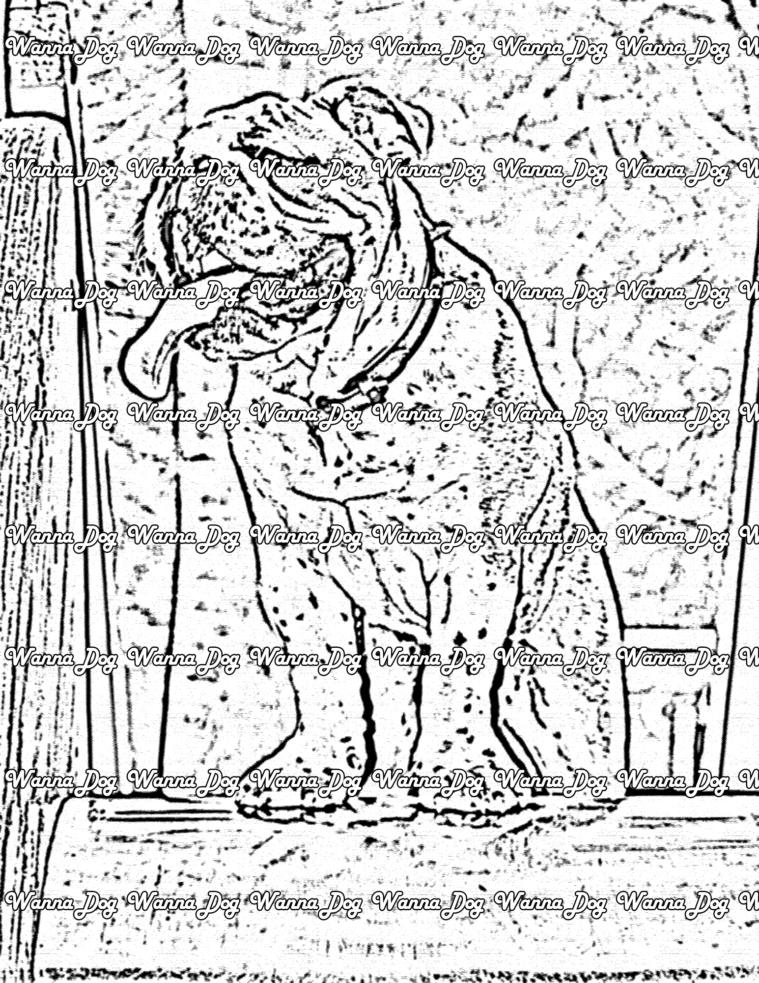 Bulldog Coloring Pages of a bulldog on a slide