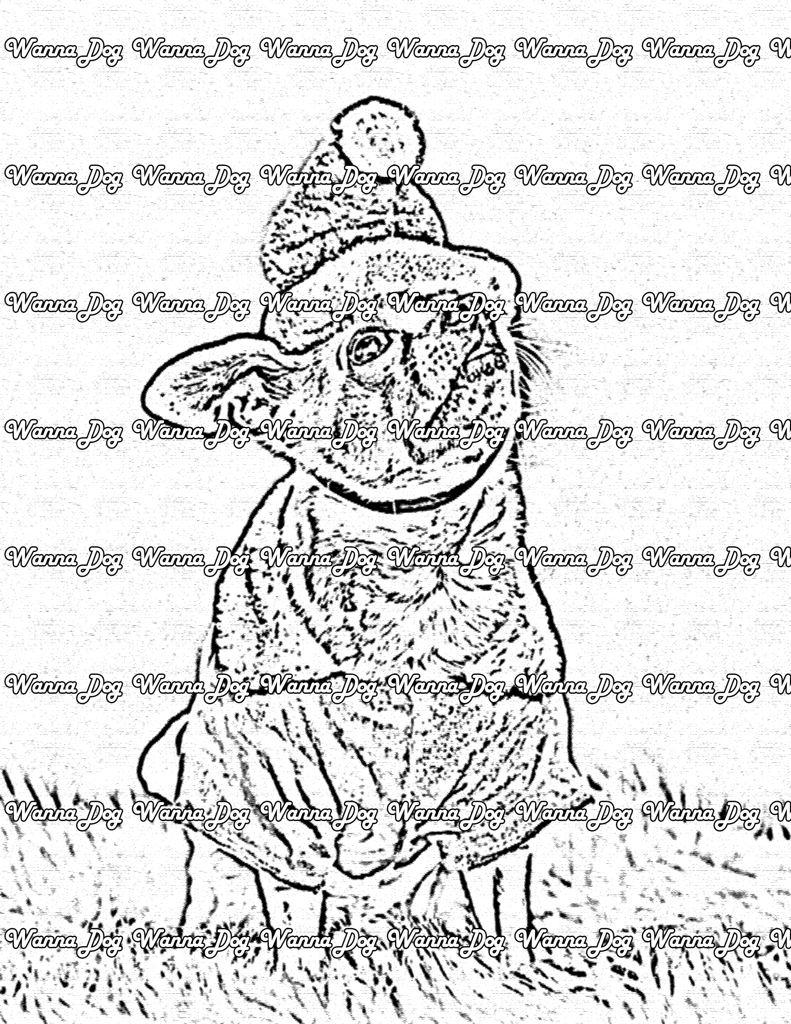 Chihuahua Coloring Page of a Chihuahua with a Santa suit