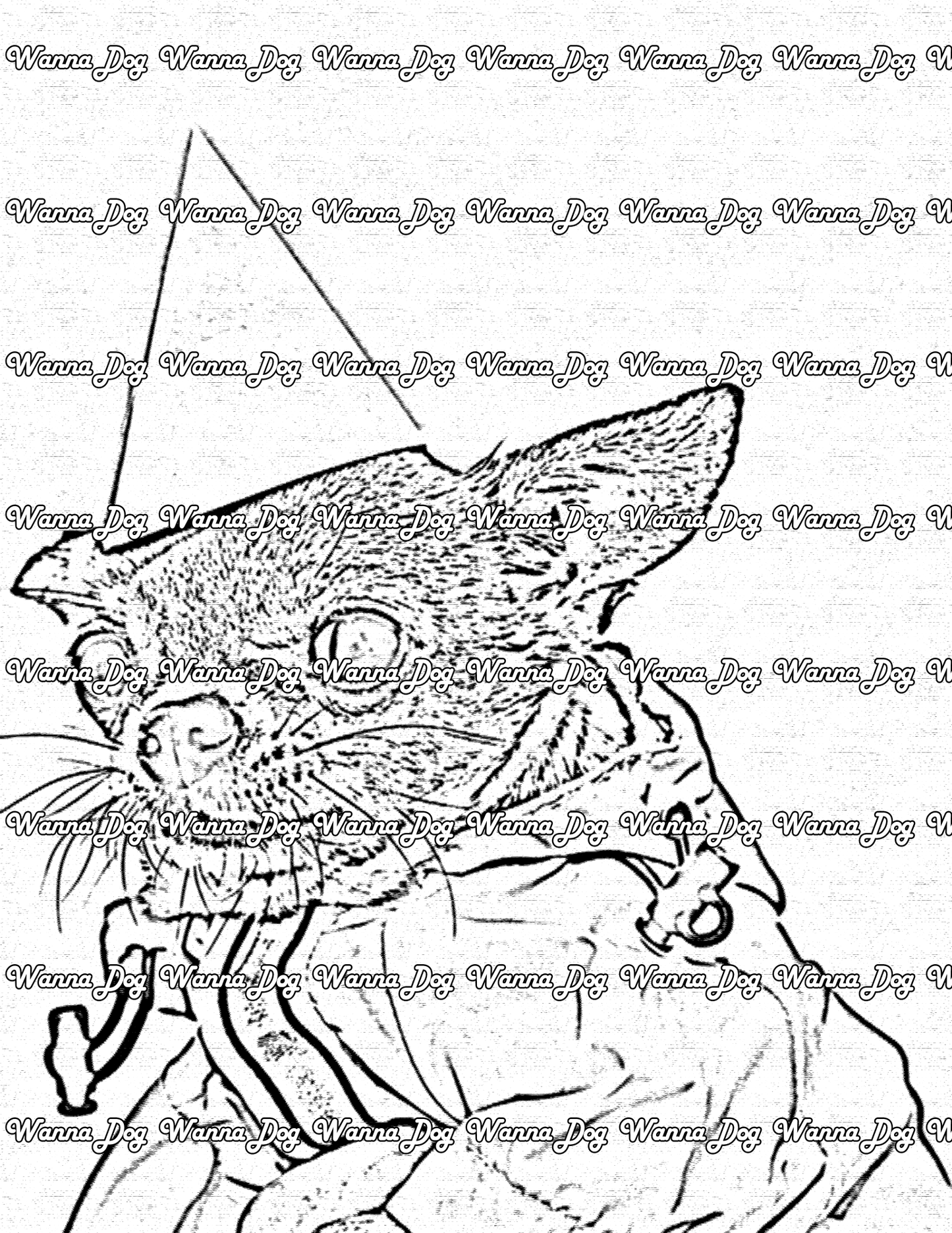 Chihuahua Coloring Page of a Chihuahua wearing a hat and jacket