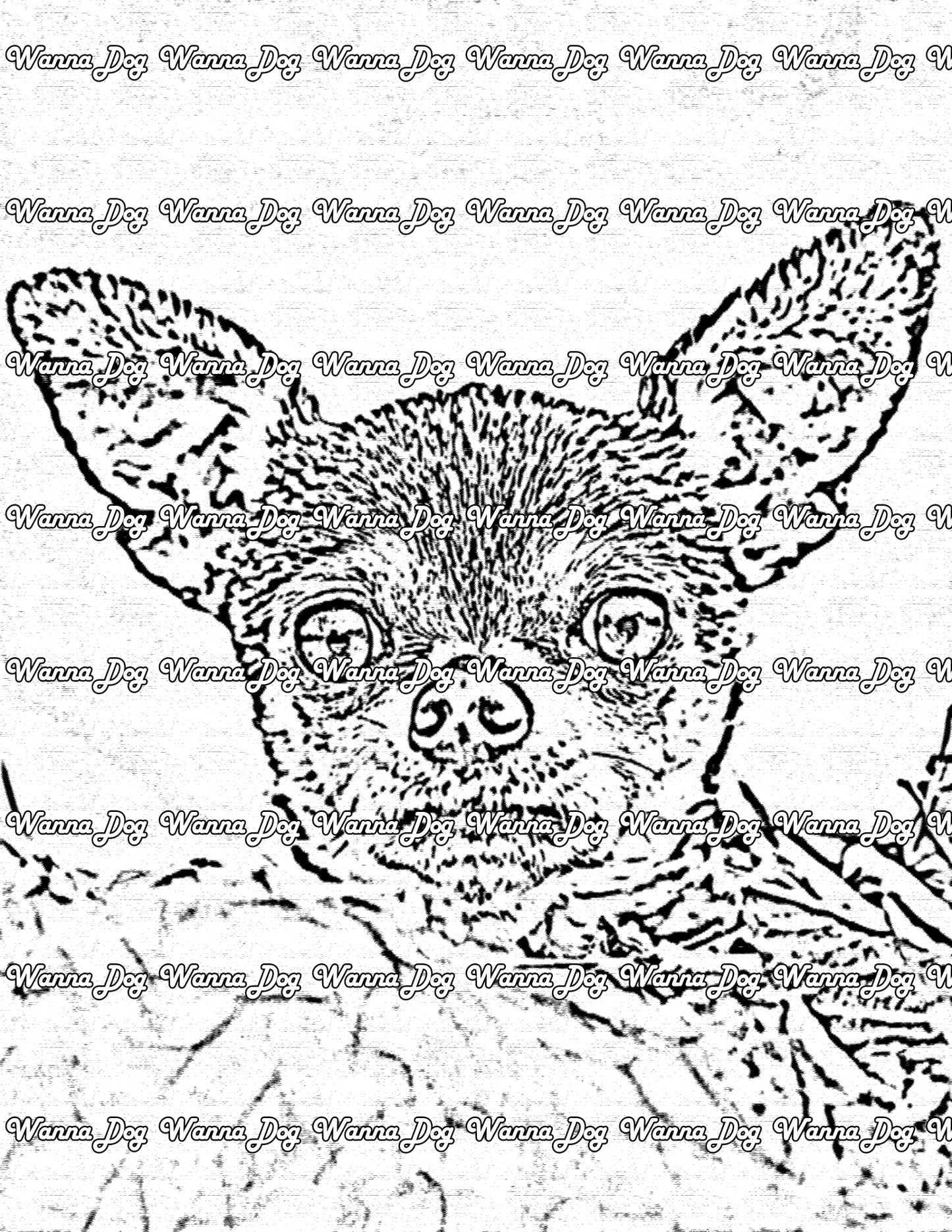 Chihuahua Coloring Page of a Chihuahua sticking its out of a pile of fall leaves