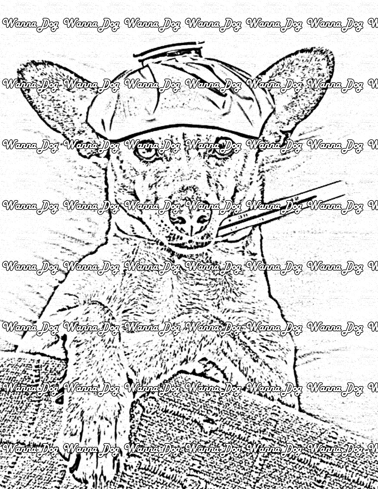 Chihuahua Coloring Page of a Chihuahua taking a sick day from work