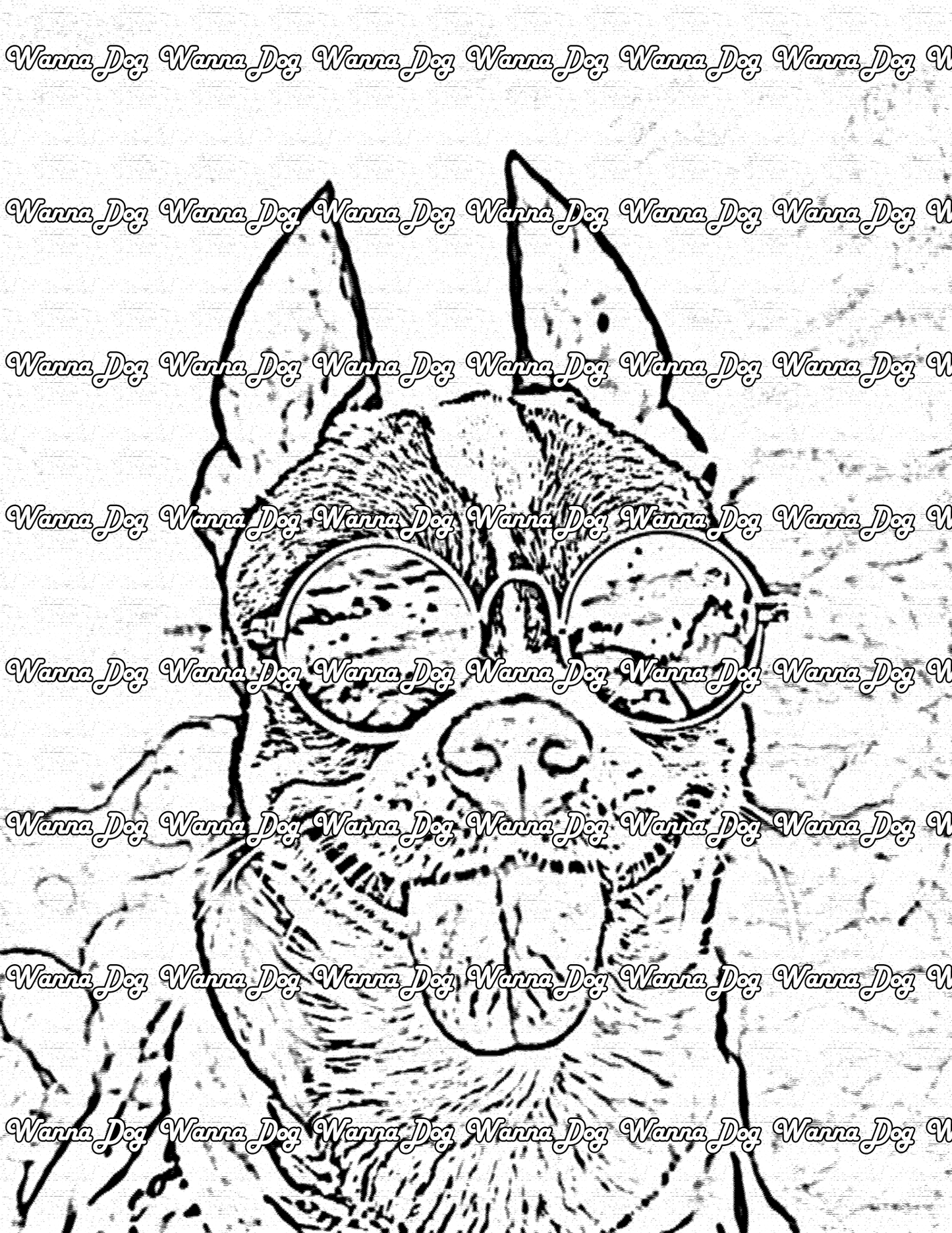 Chihuahua Coloring Page of a Chihuahua with their tongue out and sunglasses