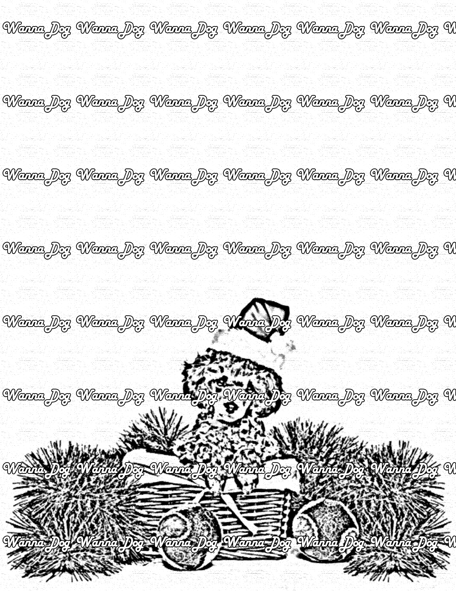 Christmas Puppy Coloring Page of a Christmas Puppy with decorations