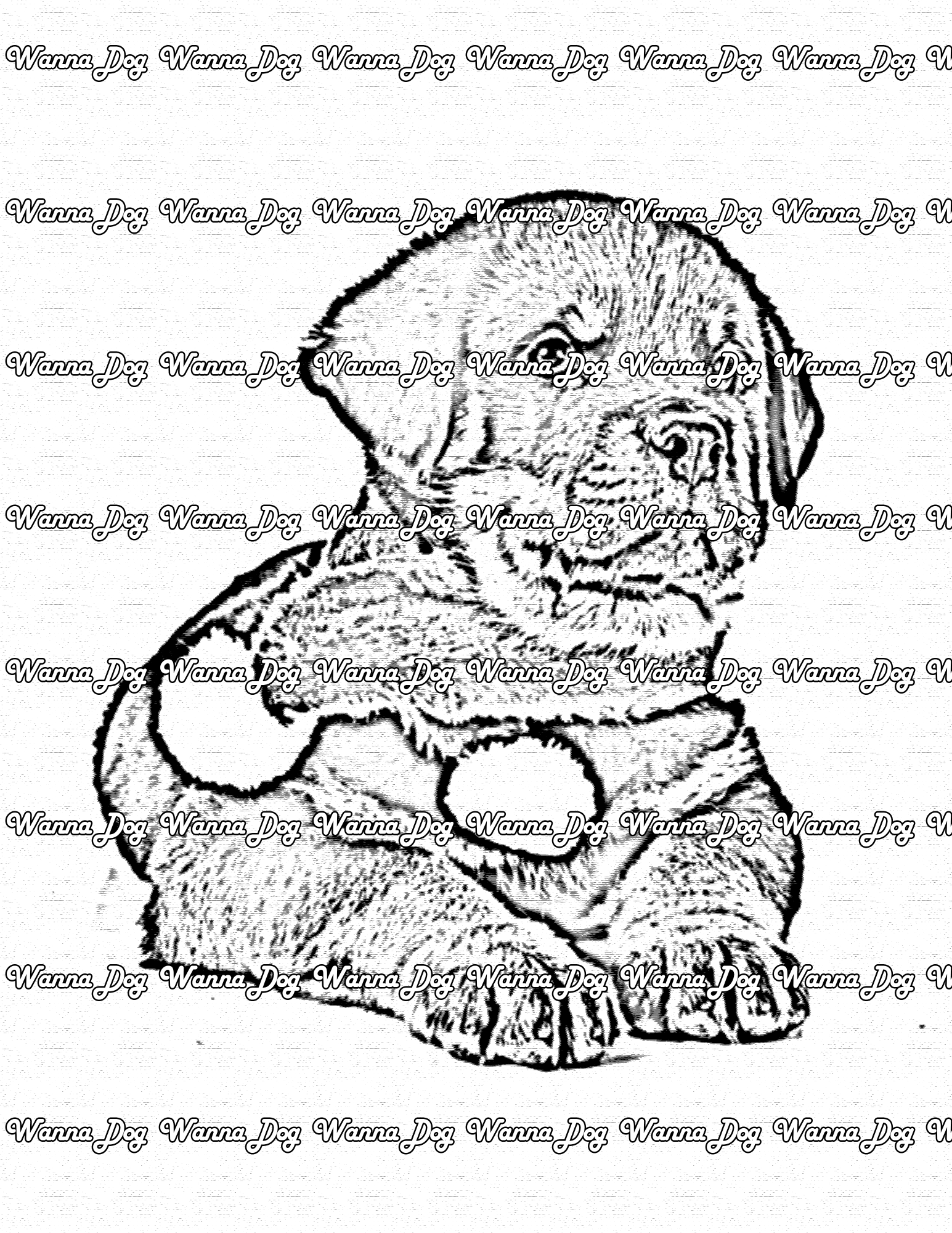 Christmas Puppy Coloring Page of a Christmas Puppy with a scarf