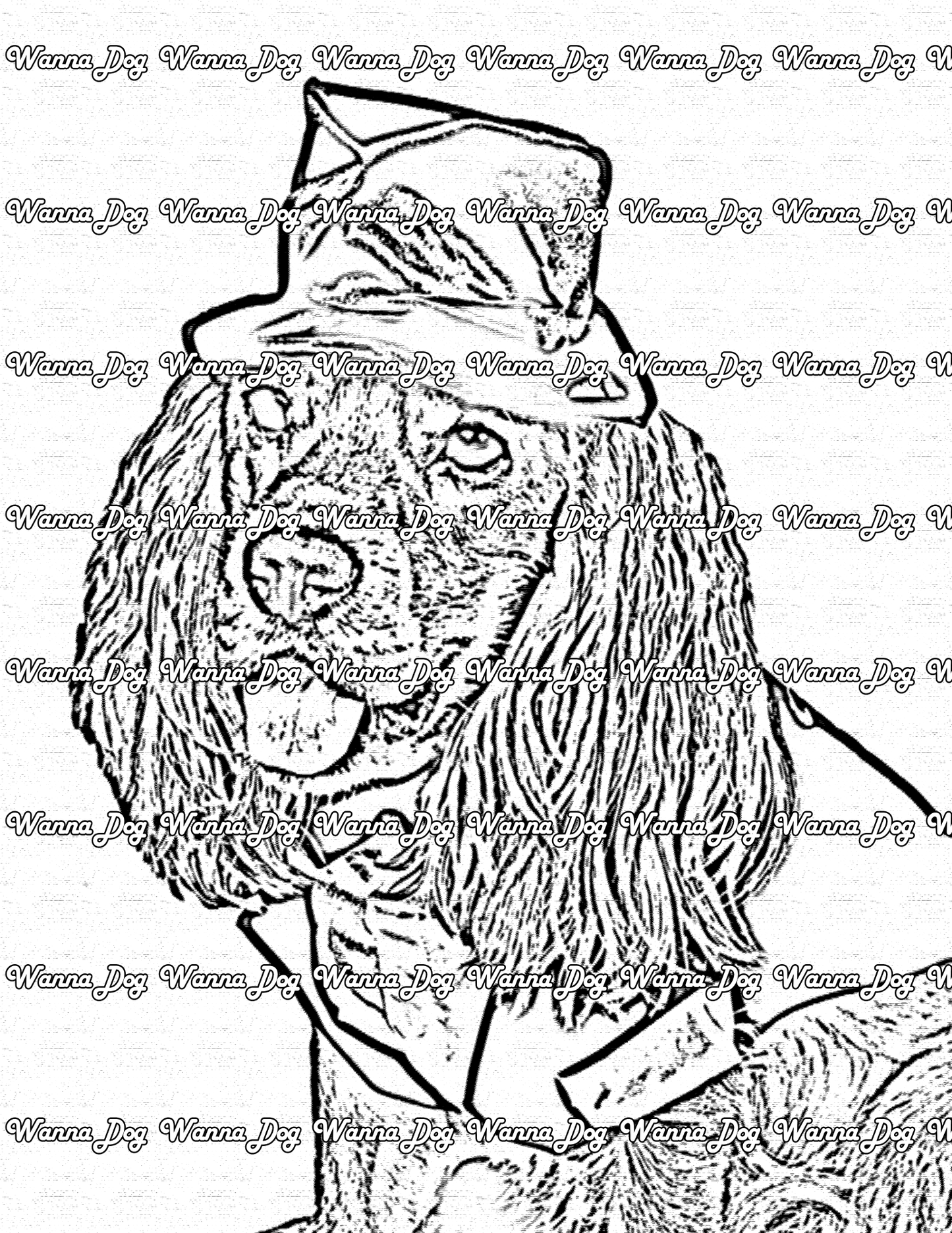 Cocker Spaniel Coloring Pages of a Cocker Spaniel wearing a top hat