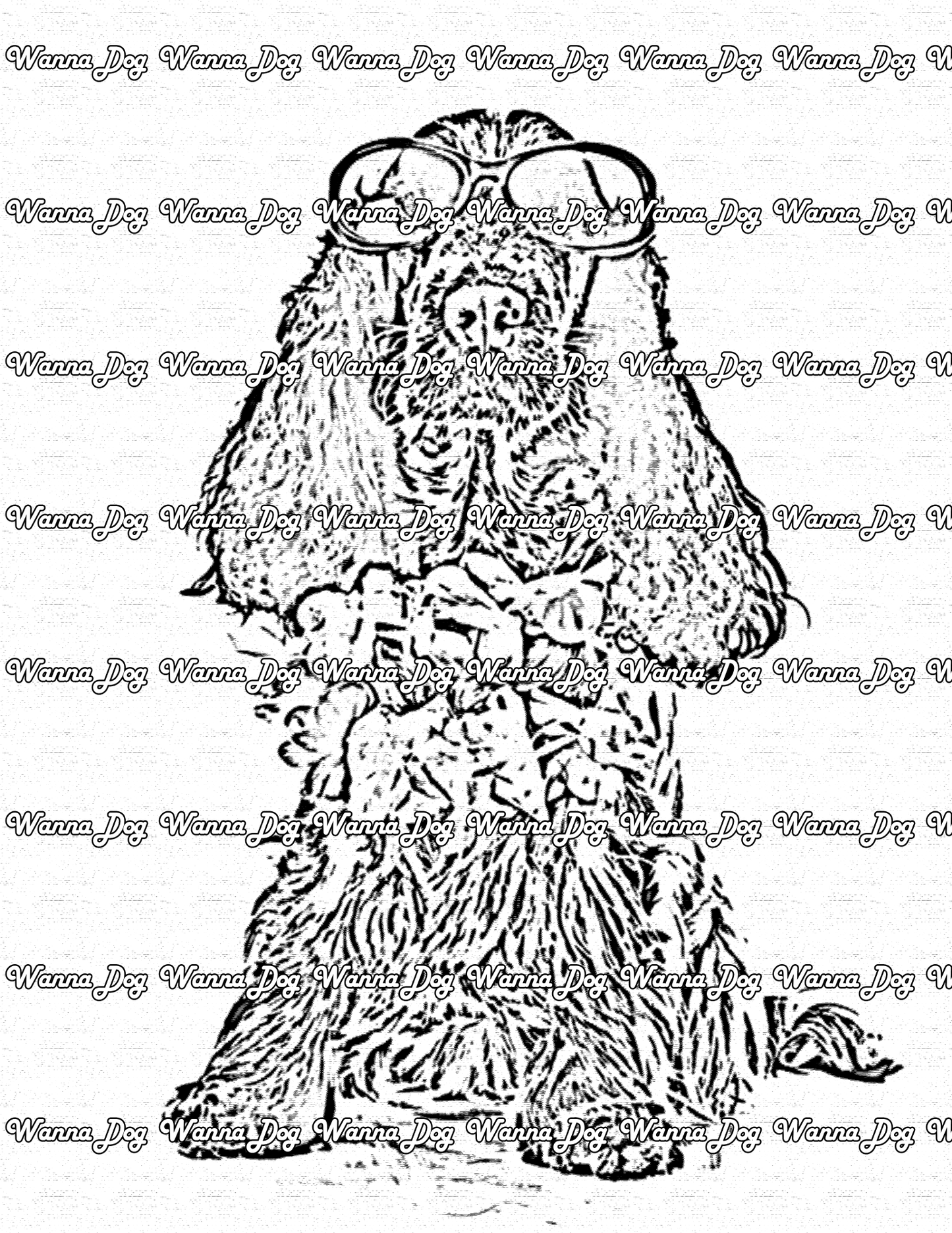 Cocker Spaniel Coloring Pages of a Cocker Spaniel with glasses and a flower necklace