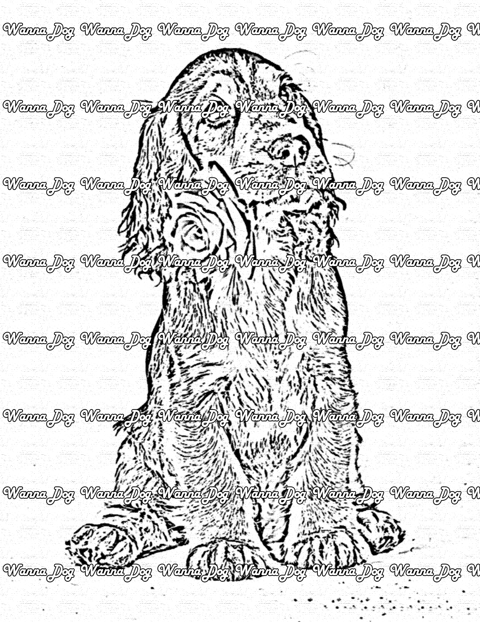 Cocker Spaniel Coloring Pages of a Cocker Spaniel with a rose in their mouth