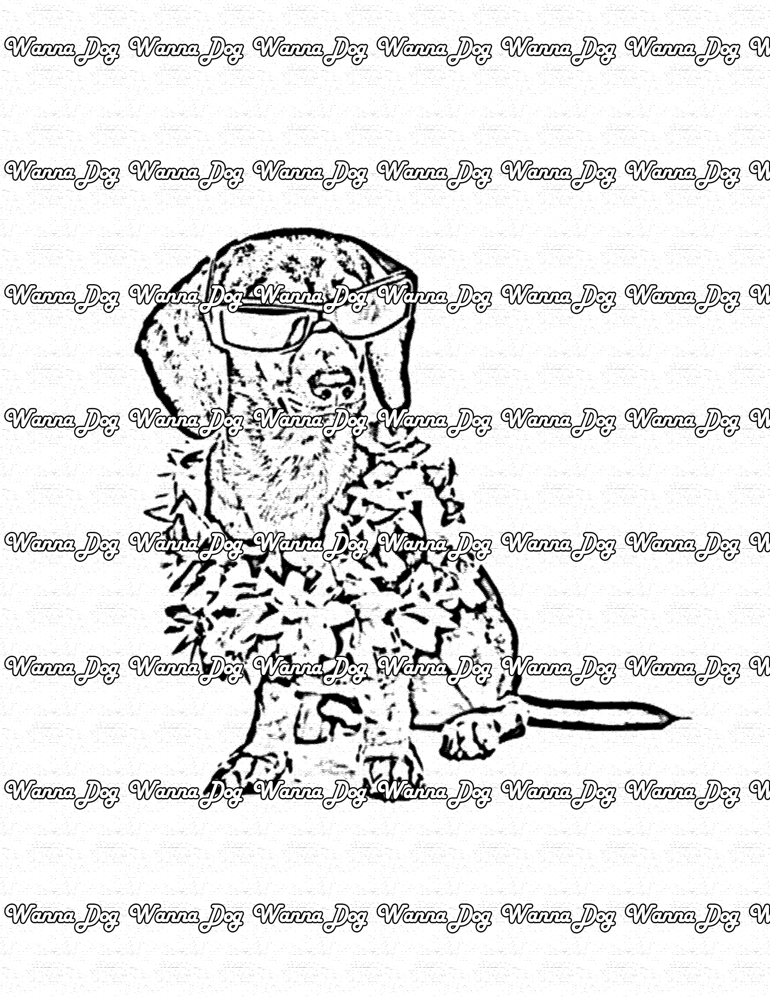 Dachshund Coloring Page of a Dachshund with sunglasses