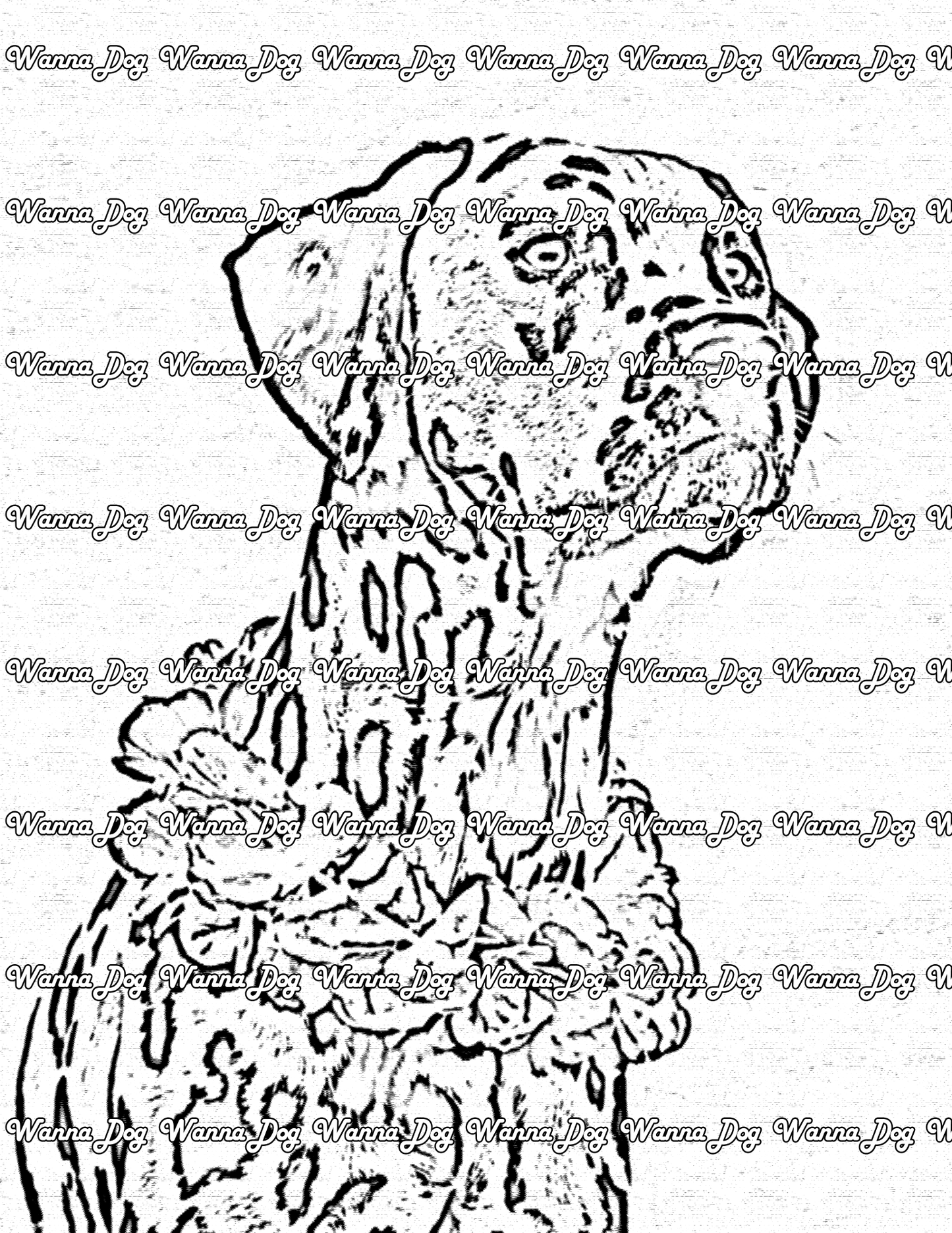 Dalmatian Coloring Page of a Dalmatian wearing a flower necklace