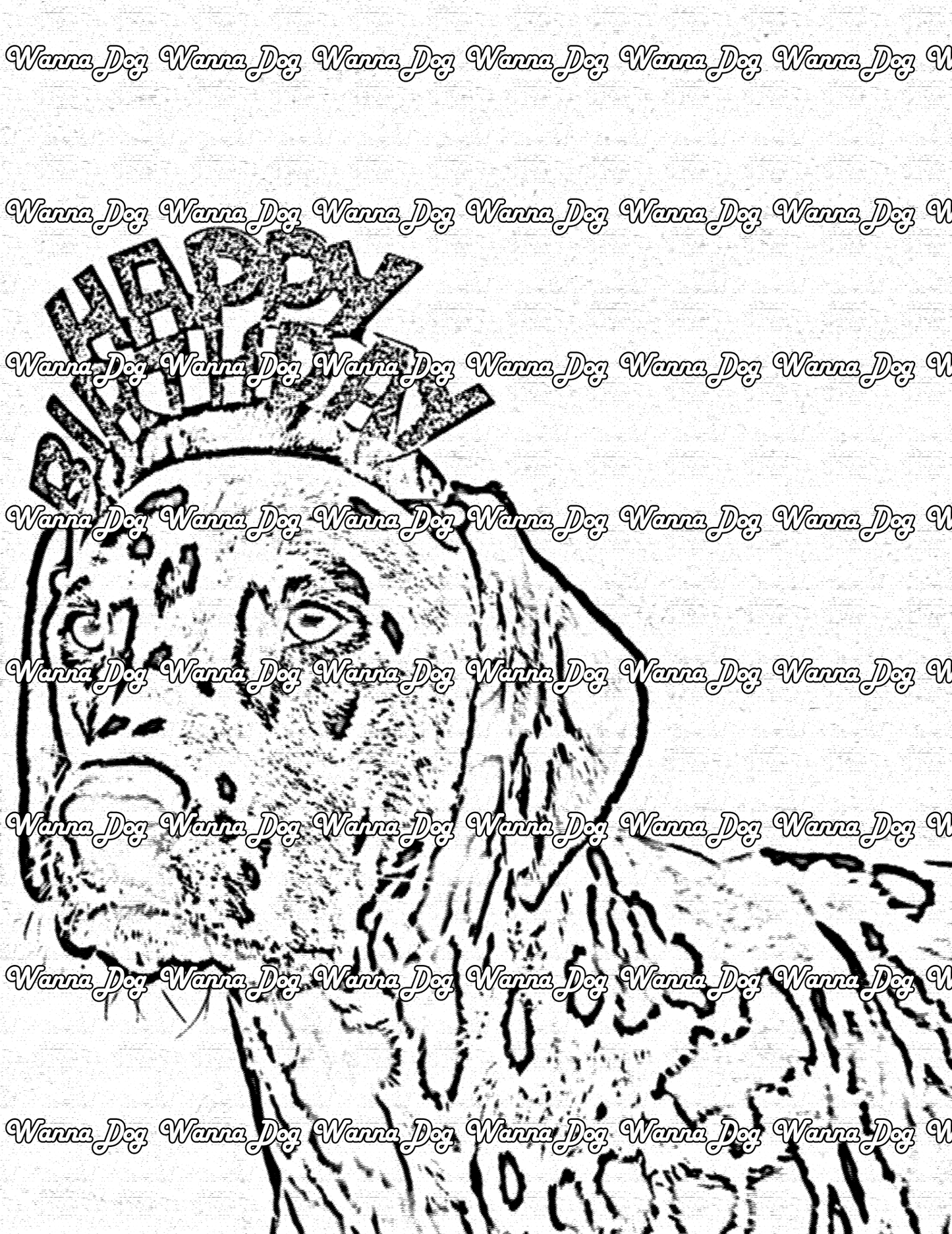 Dalmatian Coloring Page of a Dalmatian with a birthday hat