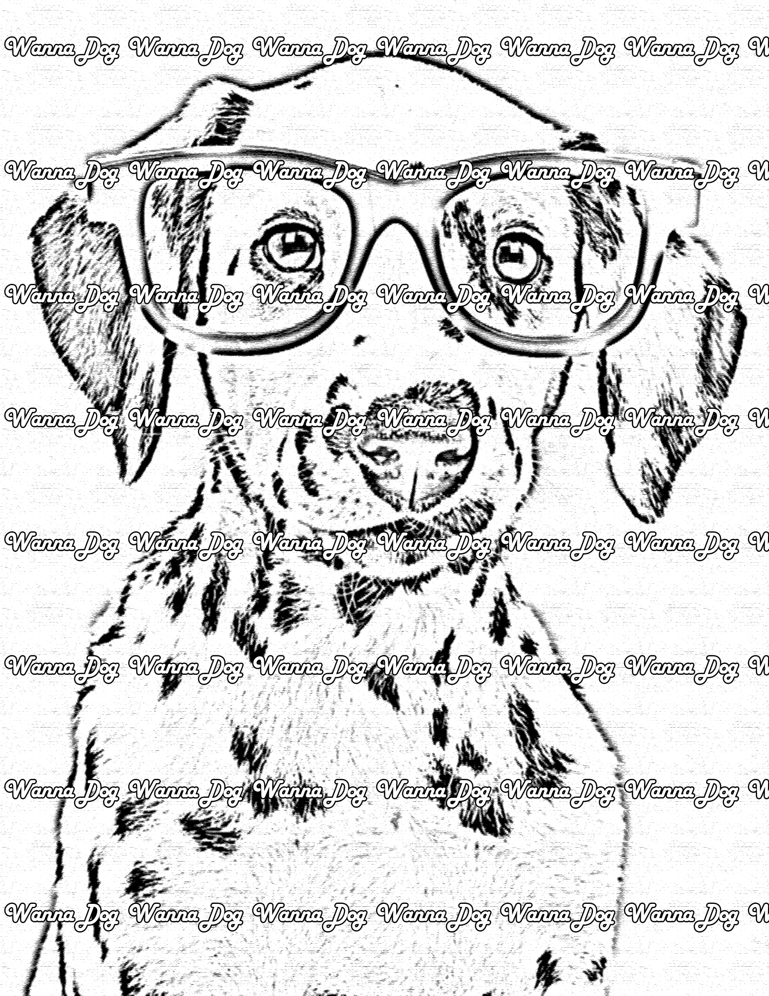 Dalmatian Puppy Coloring Page of a Dalmatian Puppy wearing glasses