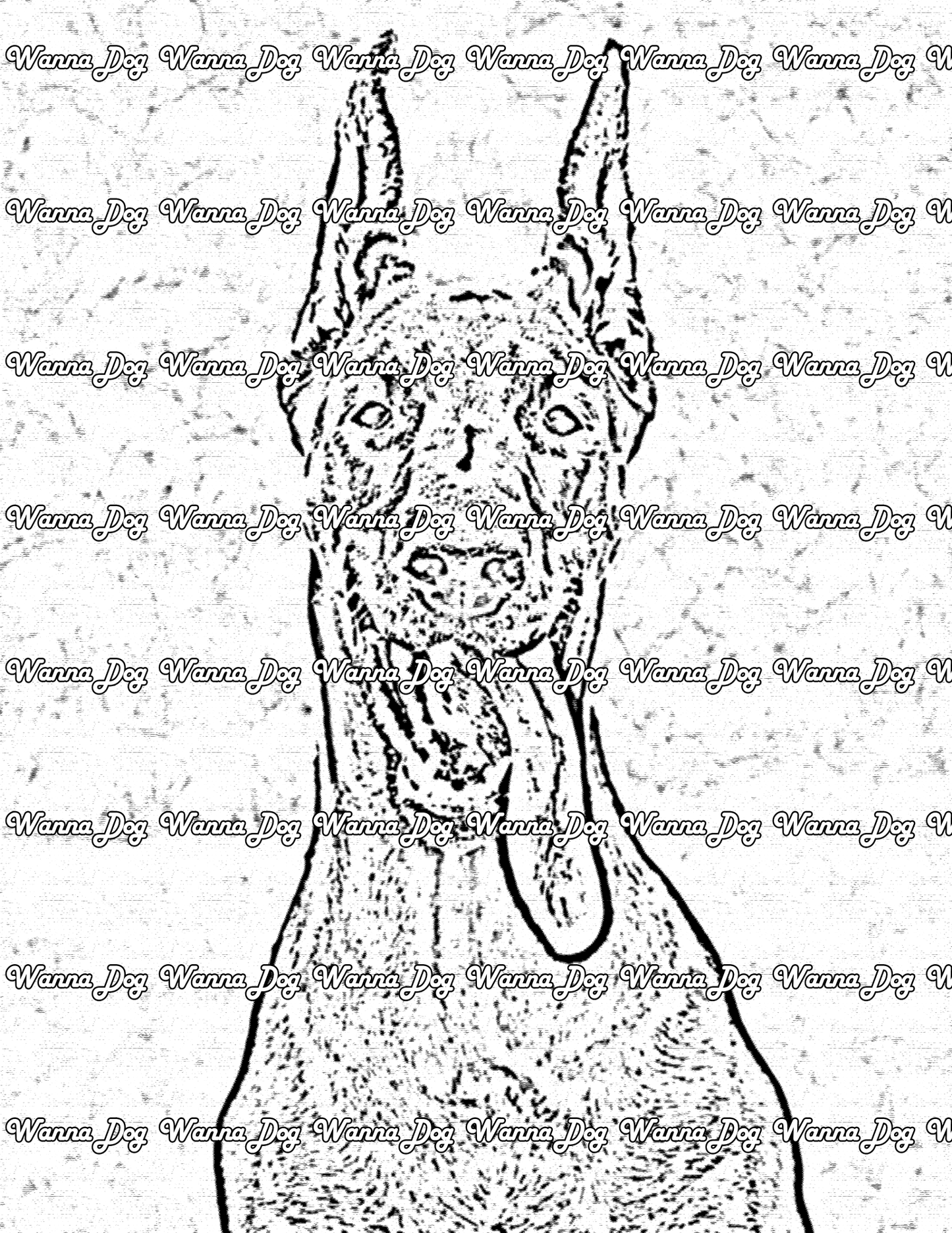 Doberman Coloring Page of a Doberman with their long tongue out