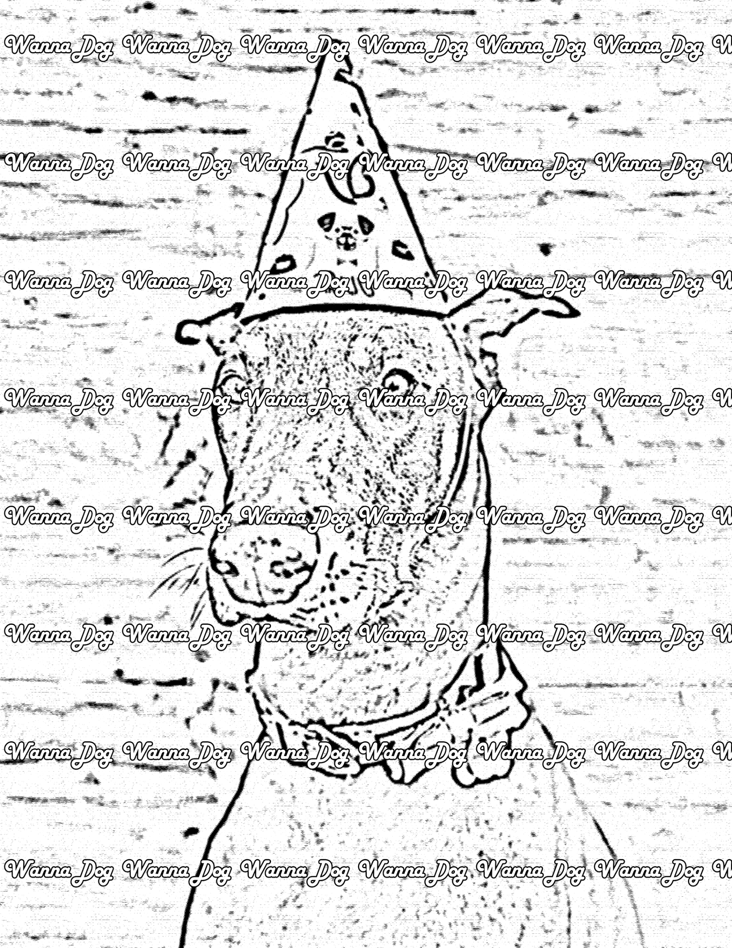 Doberman Coloring Page of a Doberman with a birthday hat