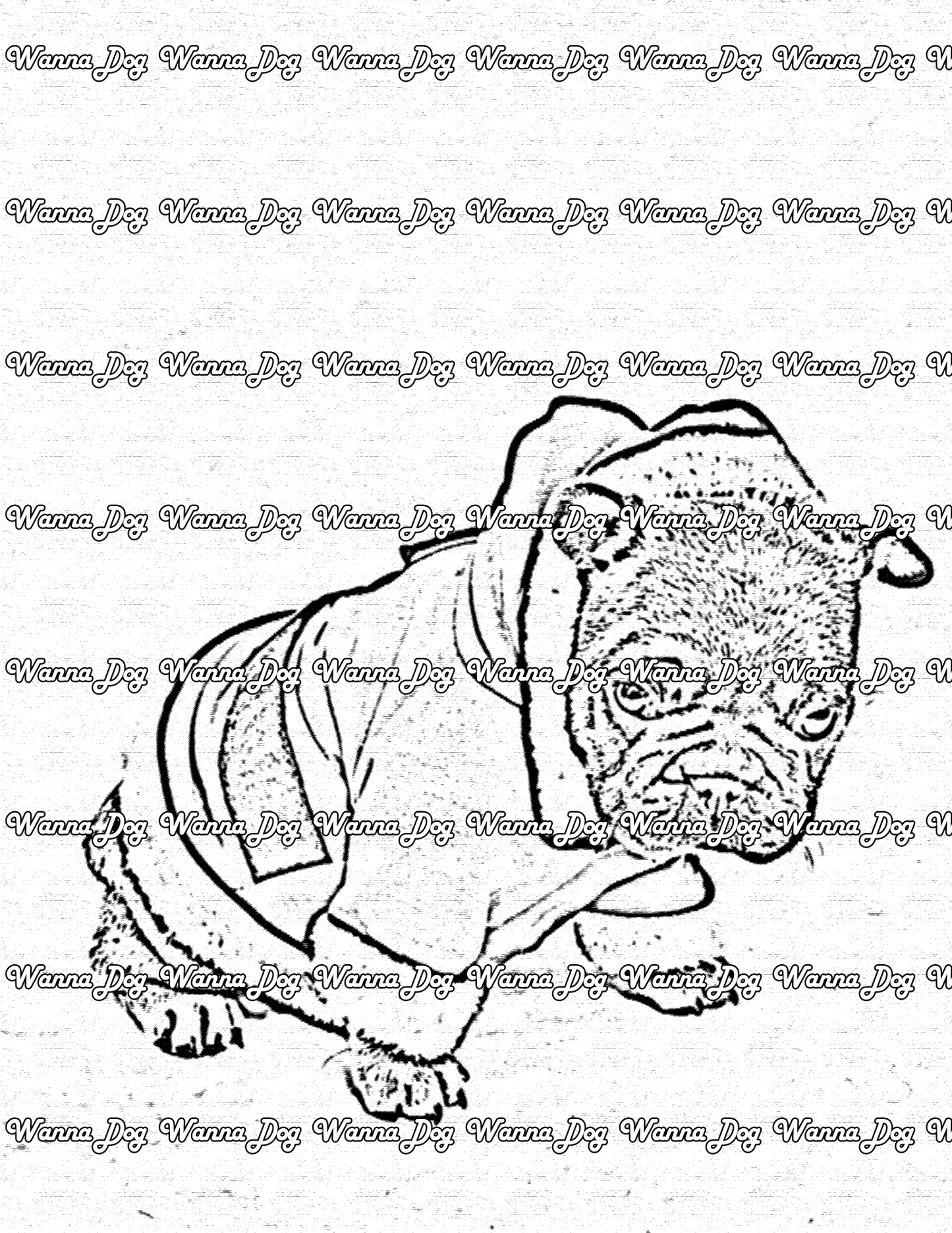 French Bulldog Coloring Page of a French Bulldog in a santa suit