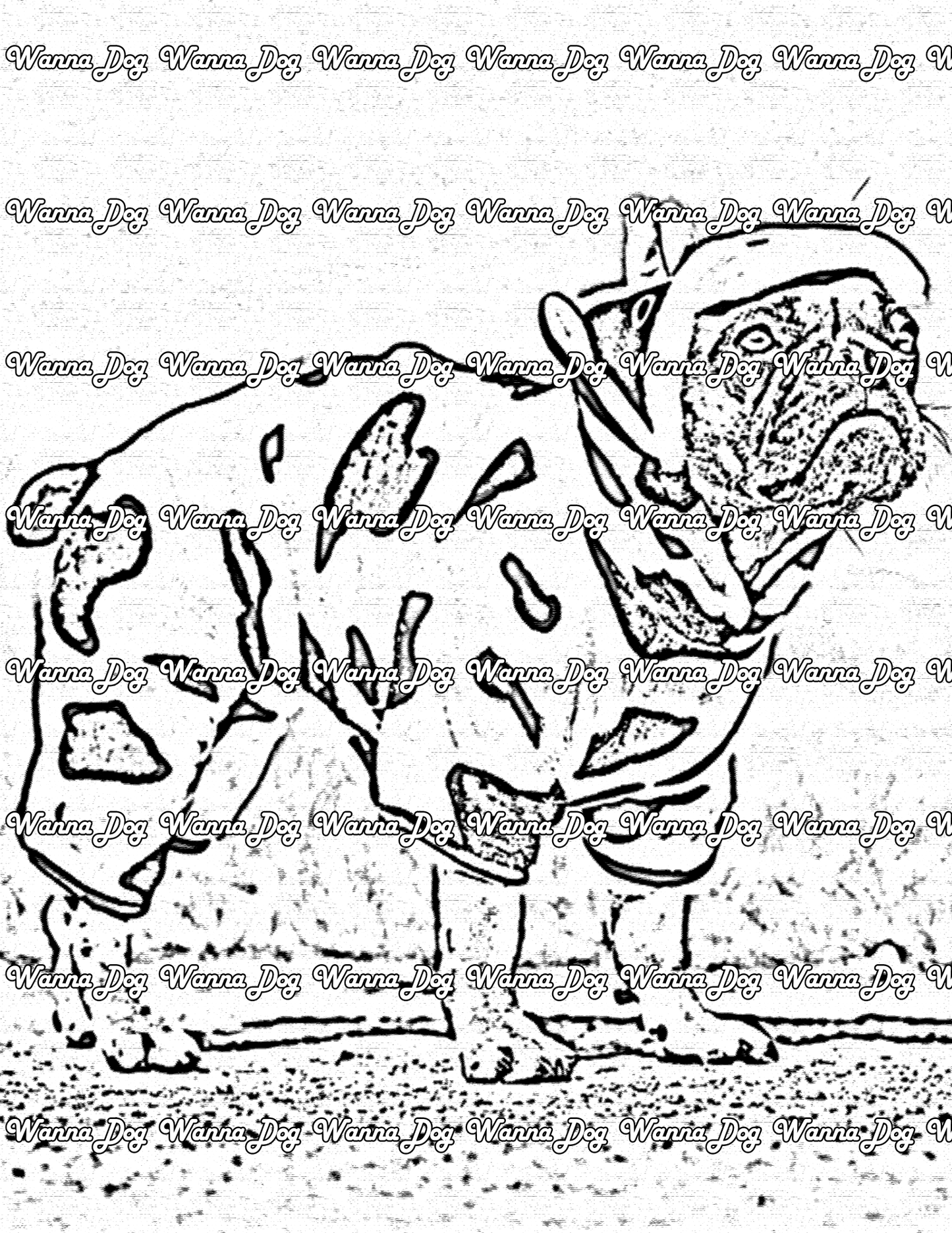French Bulldog Coloring Page of a French Bulldog in a cow costume