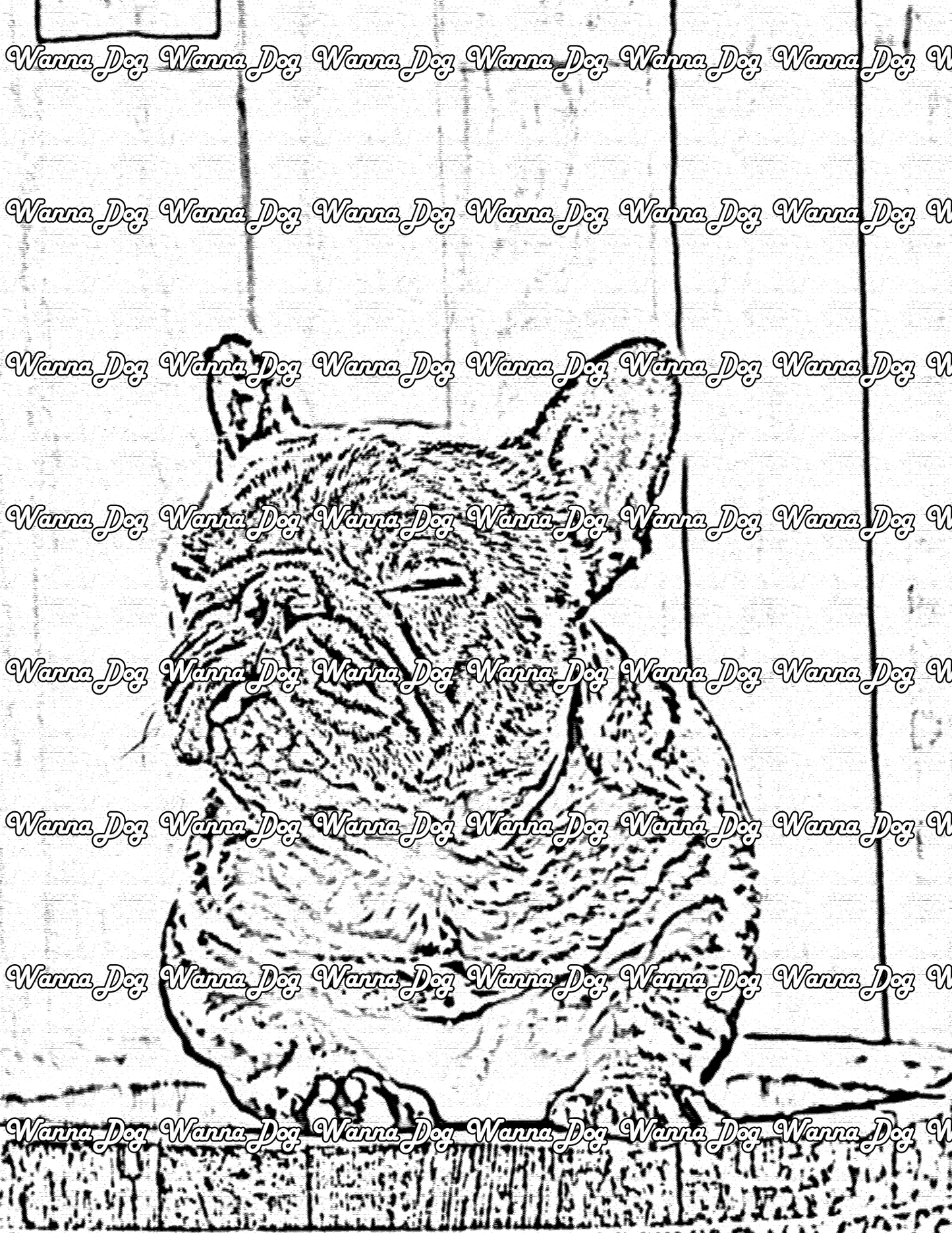 French Bulldog Coloring Page of a French Bulldog with their tongue out