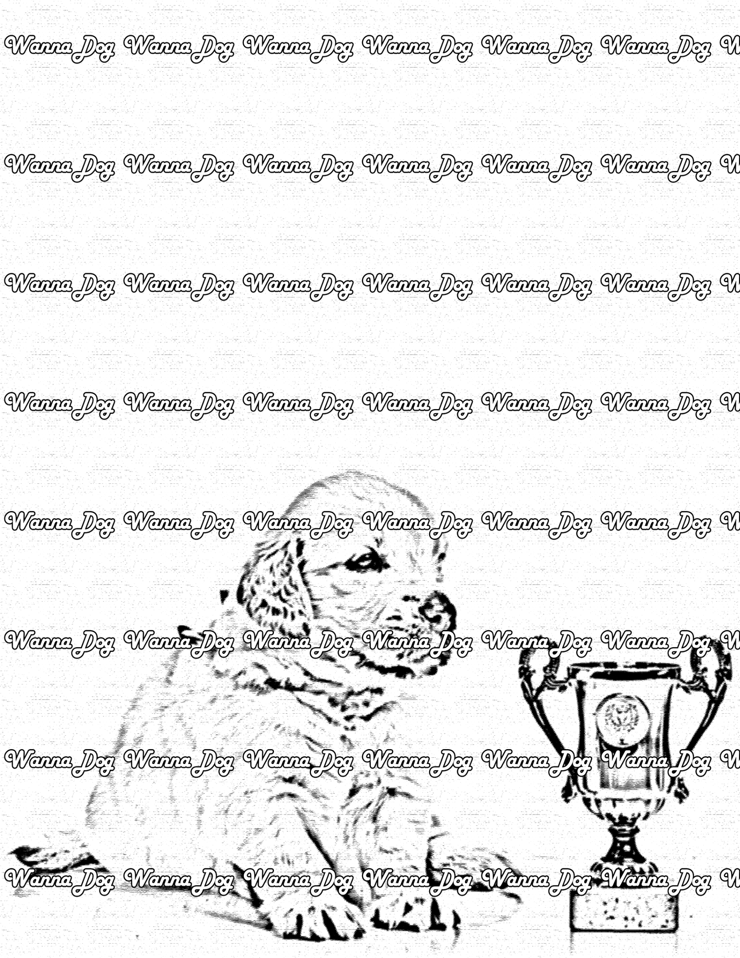 Golden Retriever Puppy Coloring Page of a Golden Retriever Puppy with a trophy