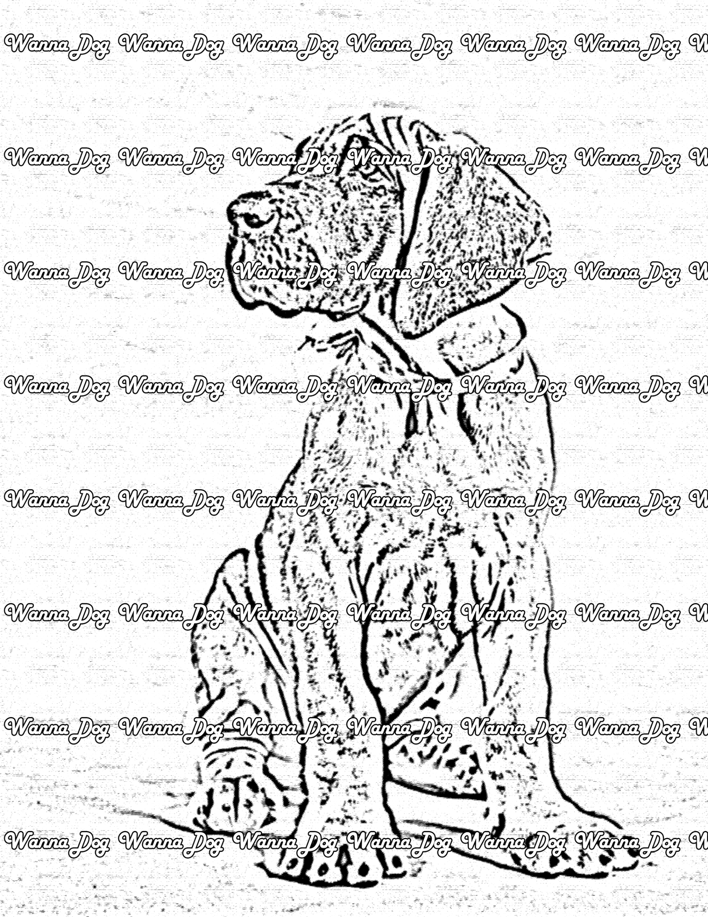 Great Dane Coloring Page of a Great Dane puppy looking away from the camera