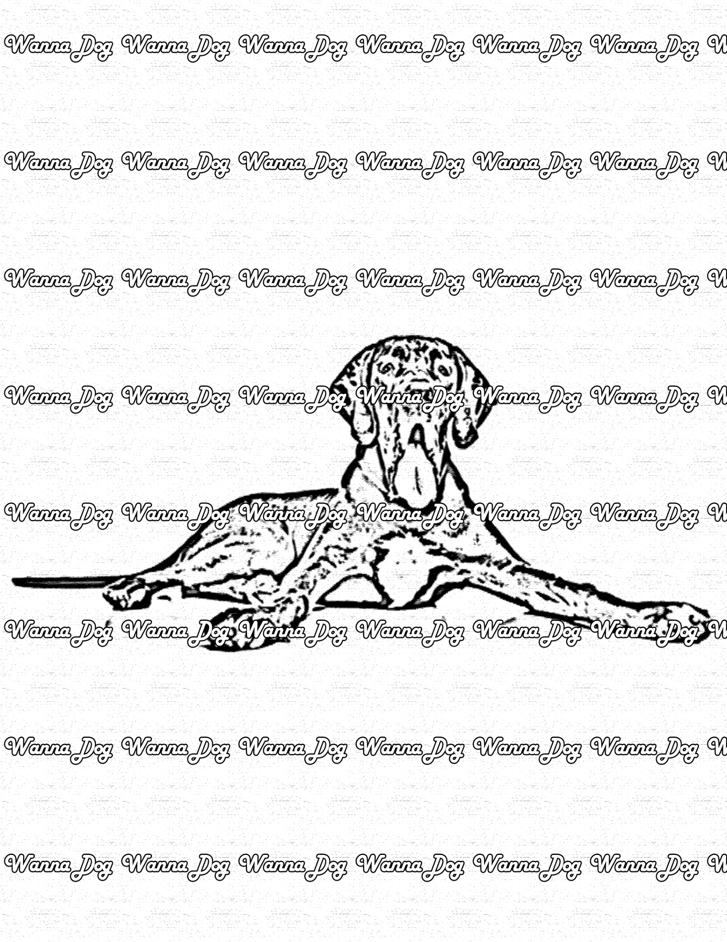 Great Dane Coloring Page of a Great Dane posing for the camera with laying down