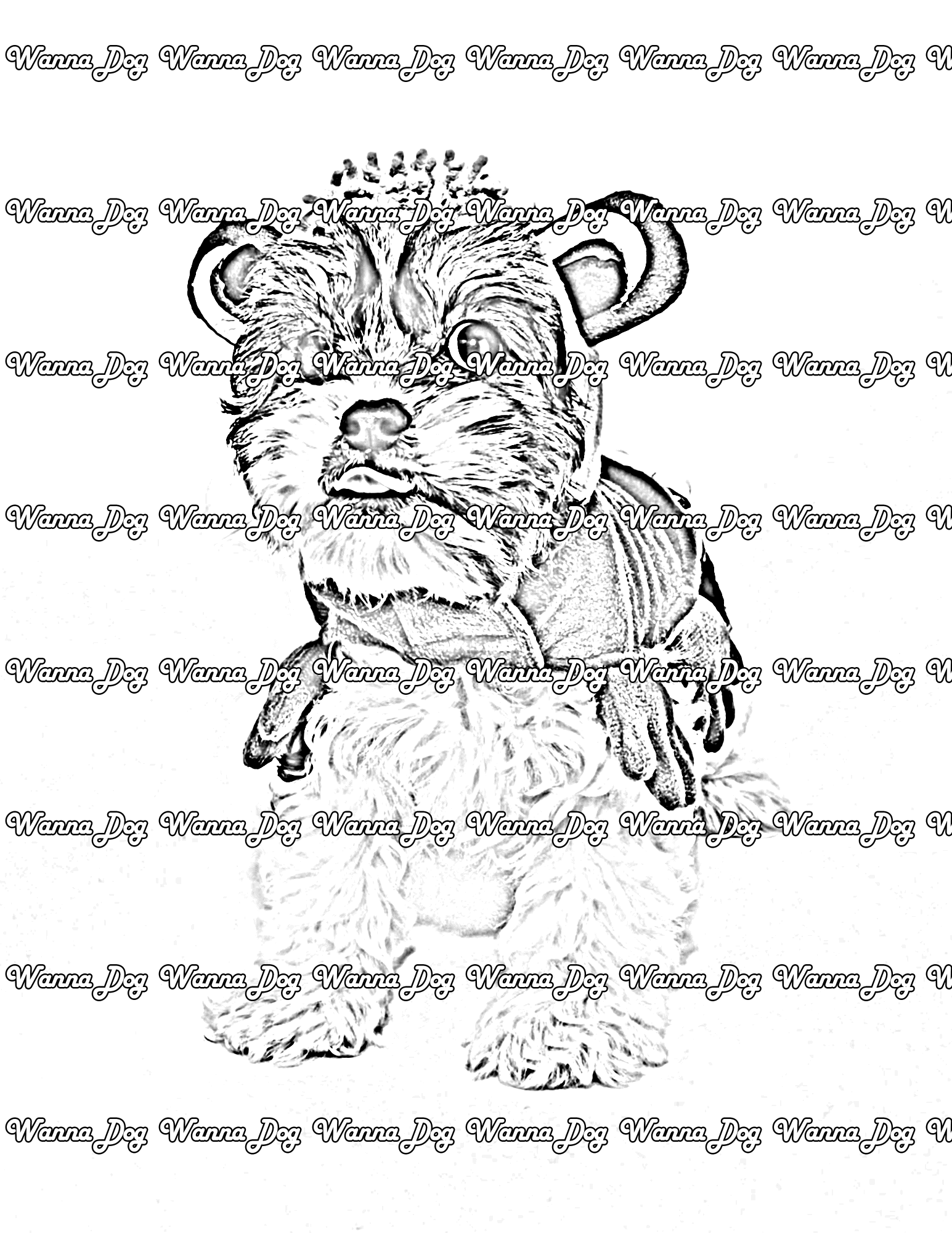 Halloween Puppy Coloring Page of a puppy dressed as a frog