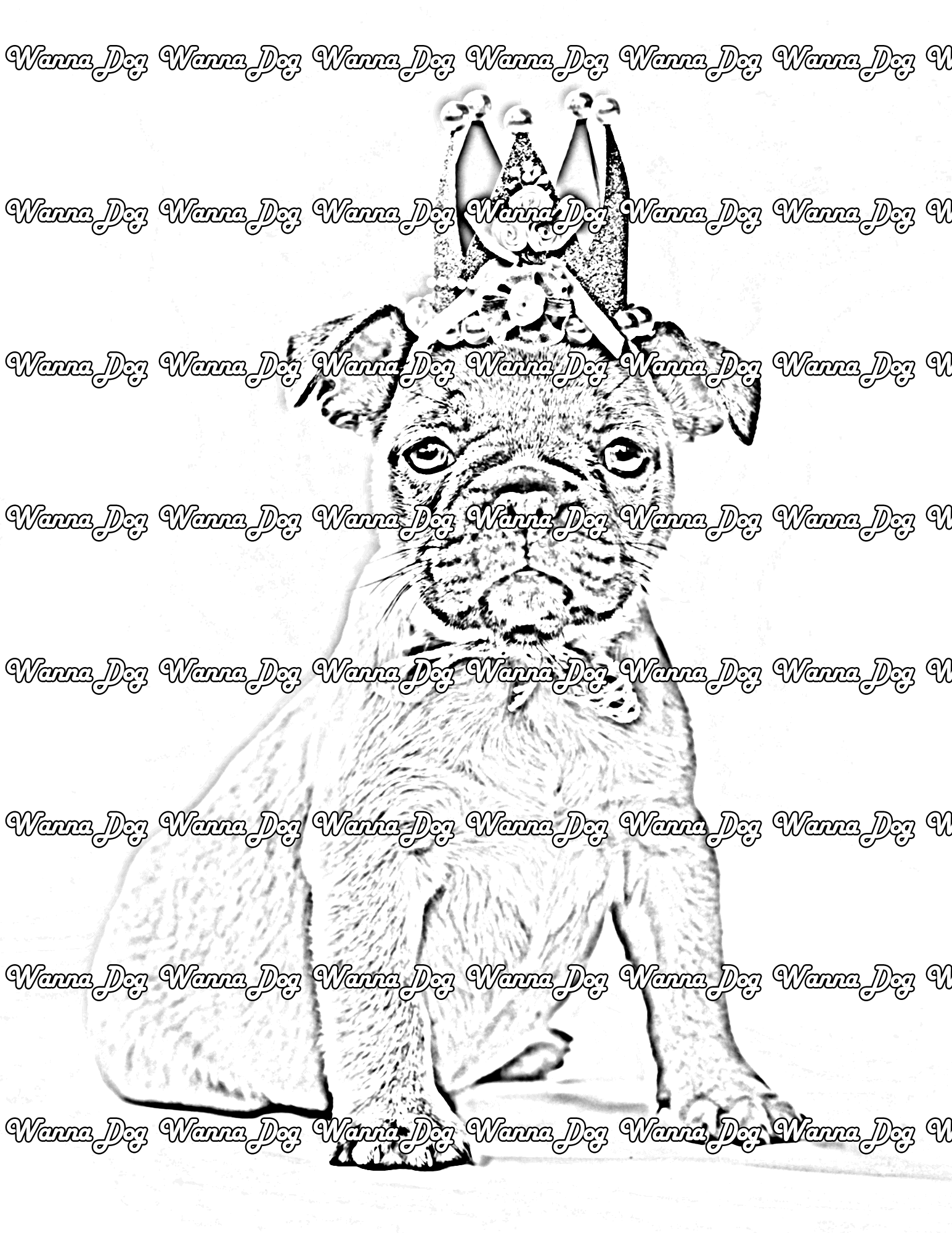 Halloween Puppy Coloring Page of a puppy wearing a crown