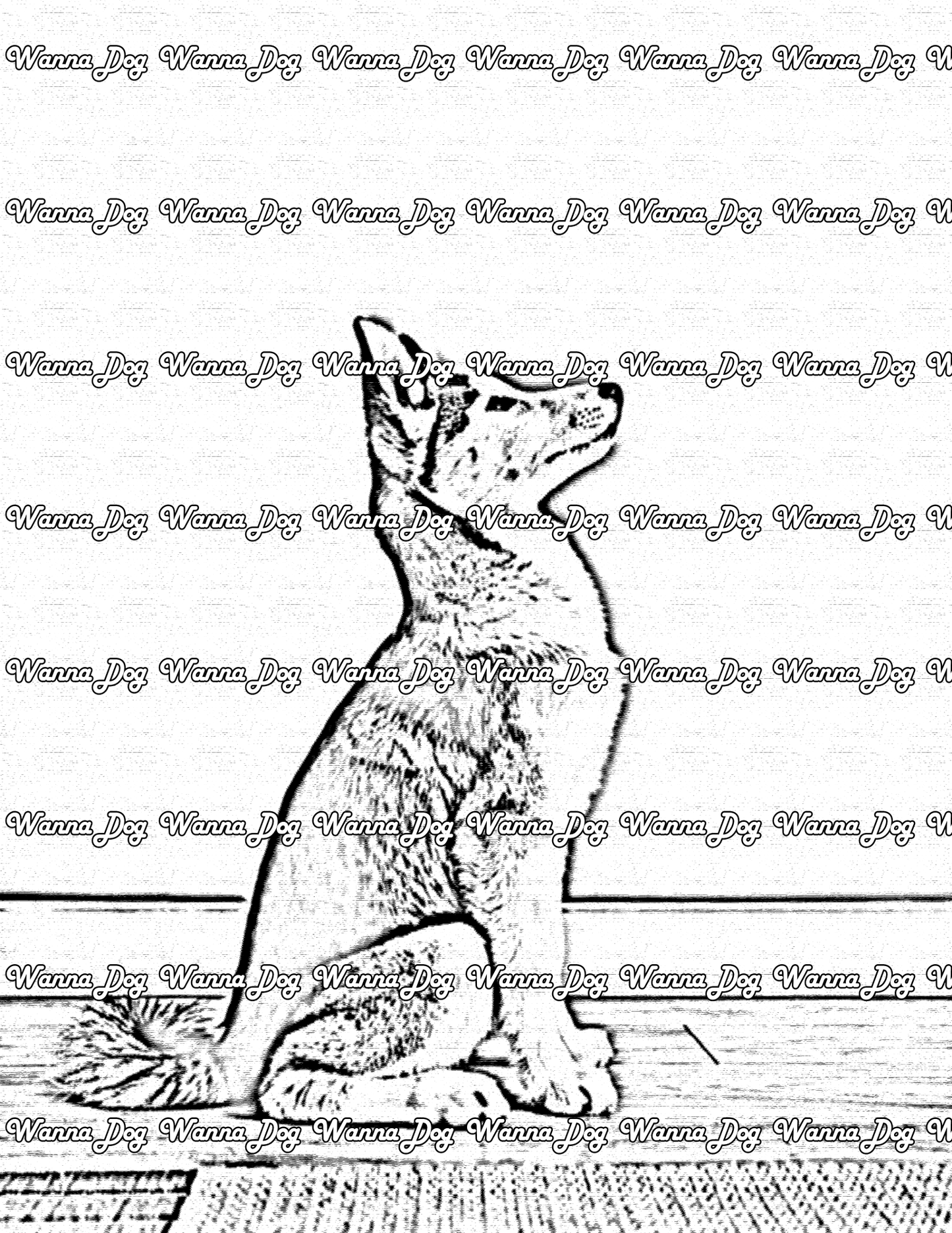 Husky Puppy Coloring Page of a Husky Puppy sitting stil